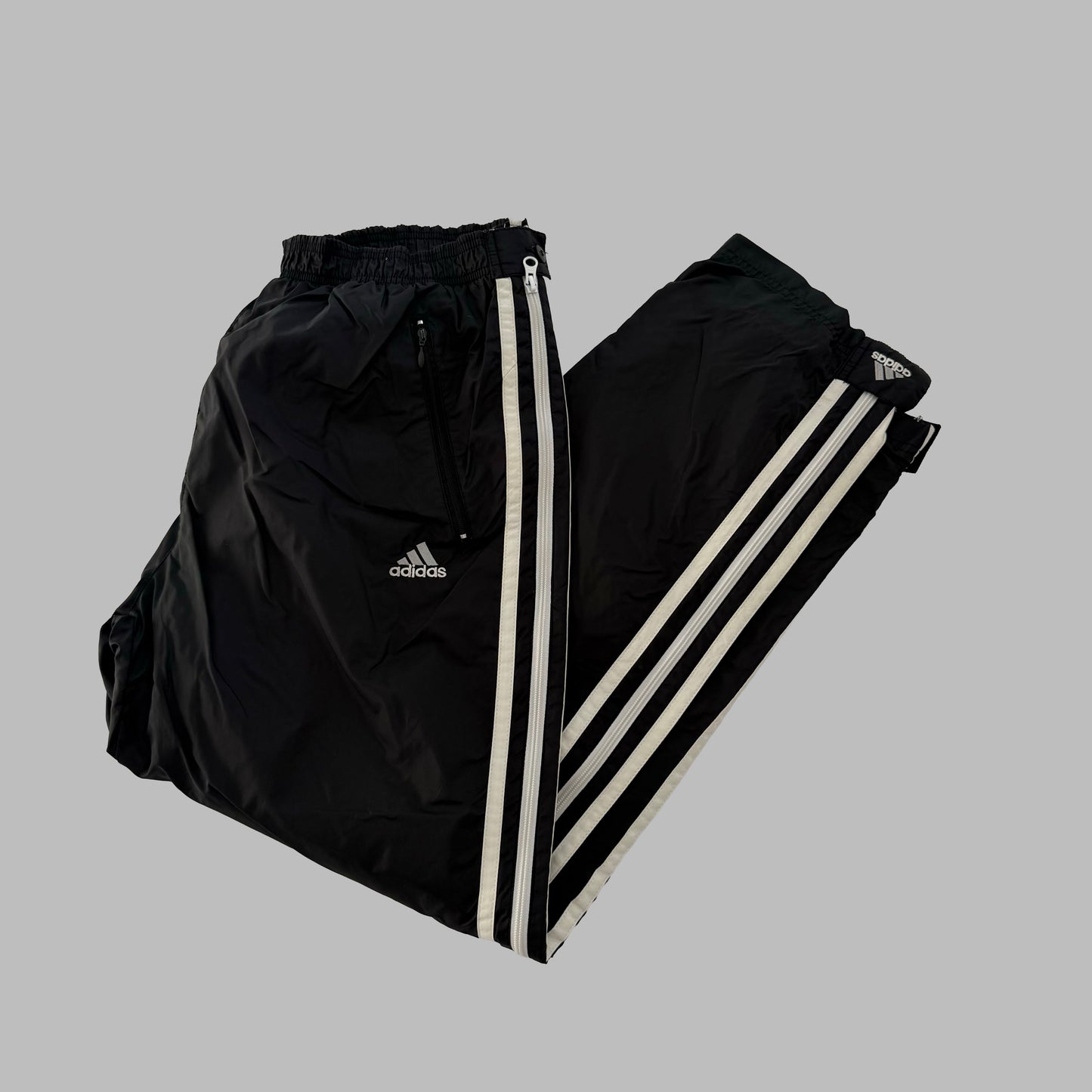 90s Adidas Three Stripe Wide Leg Track Pants - L