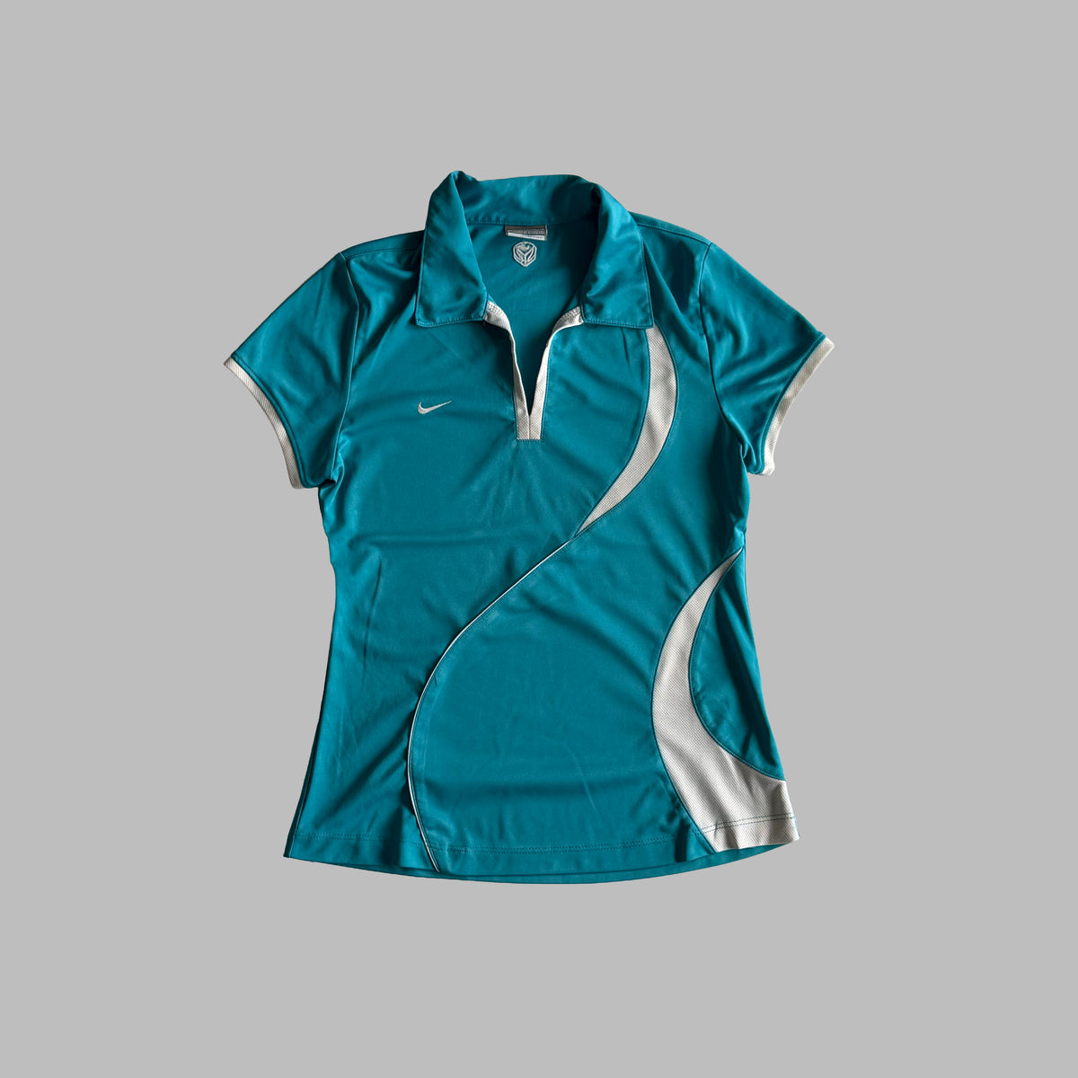 Y2K Nike Open V-Neck Polo Top - L