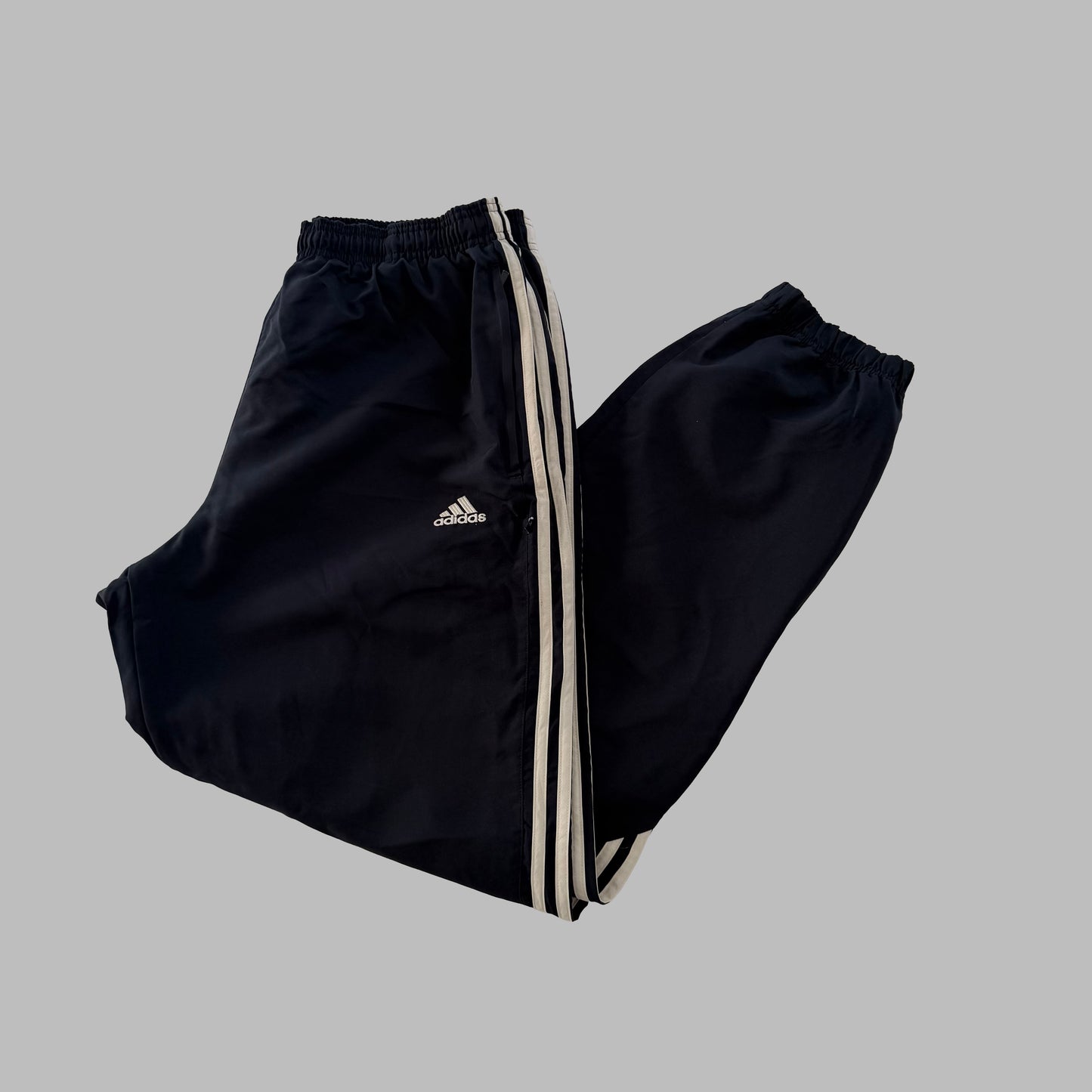 Y2K Adidas Three Stripe Baggy Track Pants - L