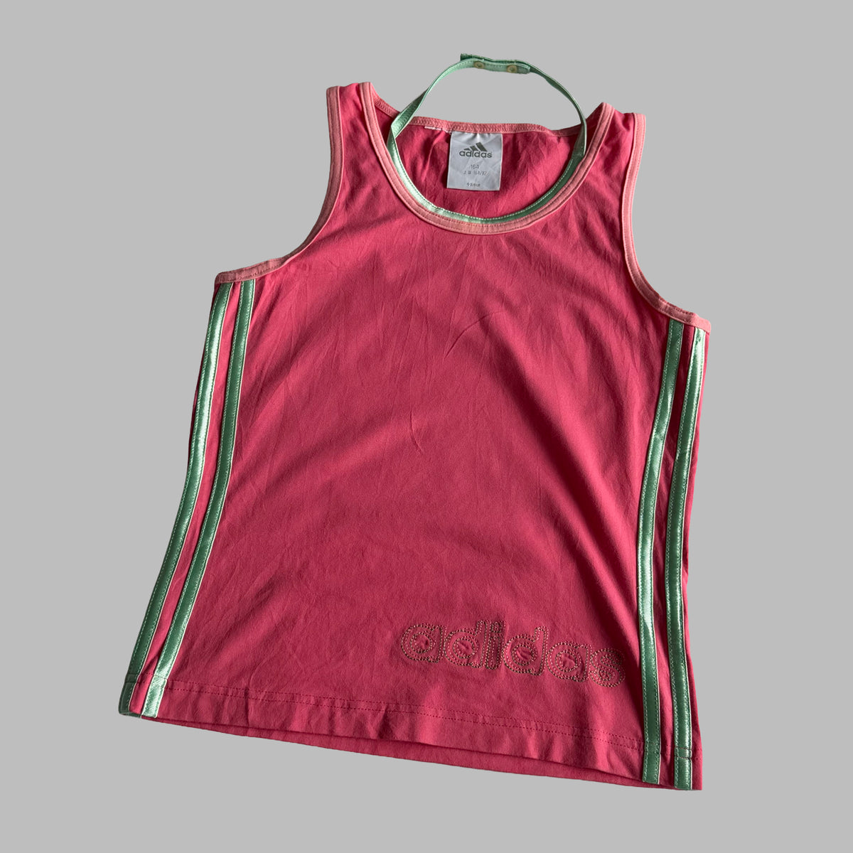 Y2K Adidas Spell Out Halter Activewear Tank - S