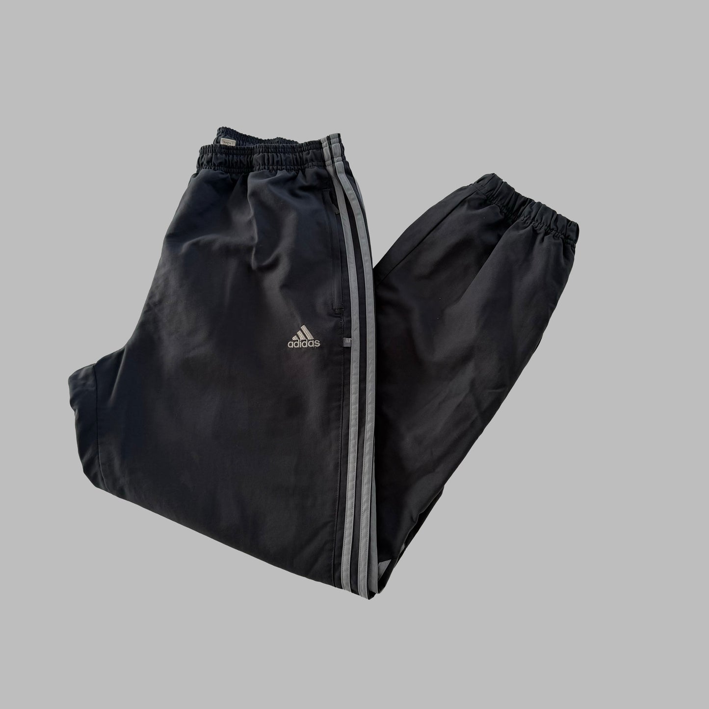 Y2K Adidas Three Stripe Baggy Track Pants - M