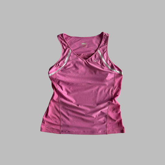 Y2K Nike Panelled V-Neck Activewear Tank - L