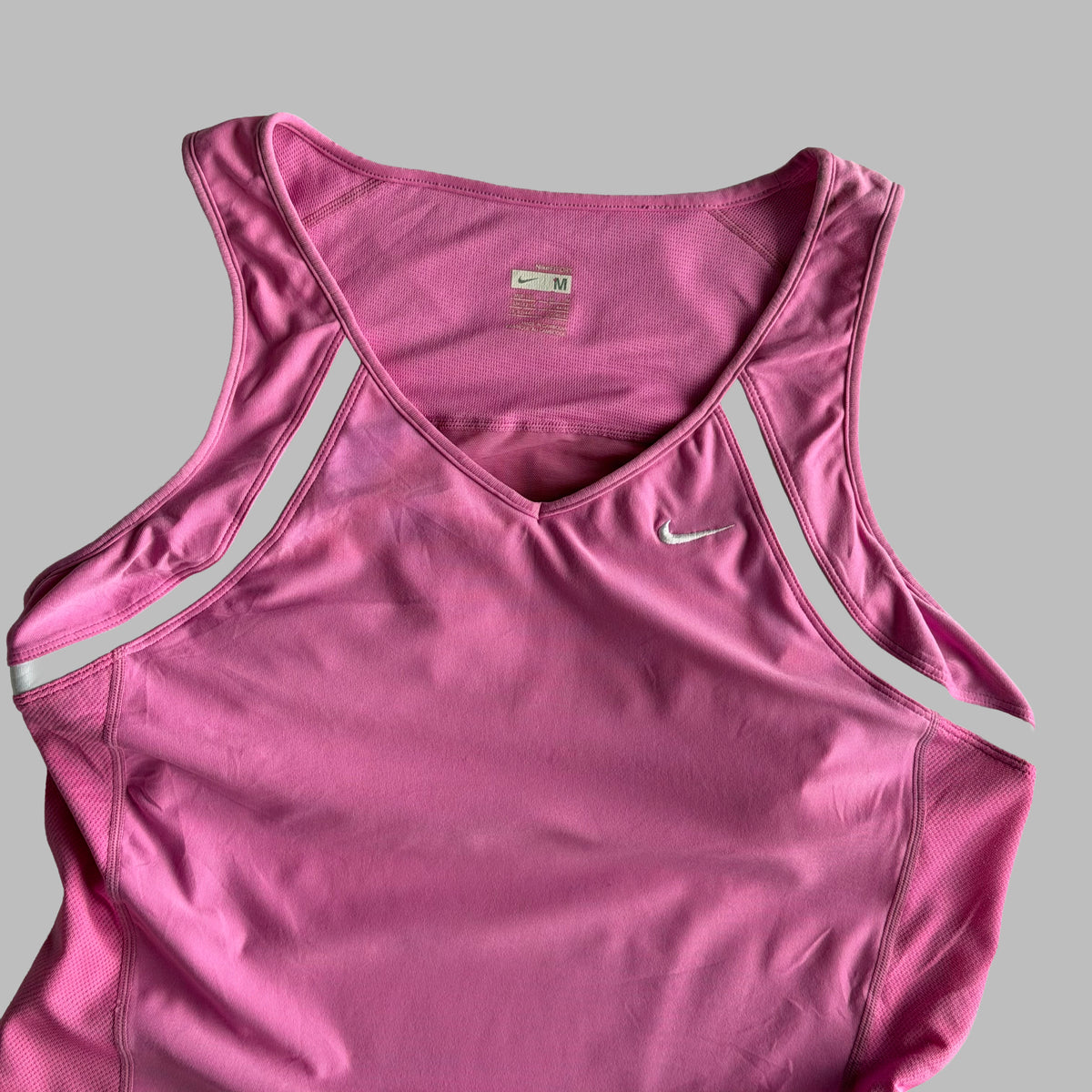 Y2K Nike Panelled V-Neck Activewear Tank - L