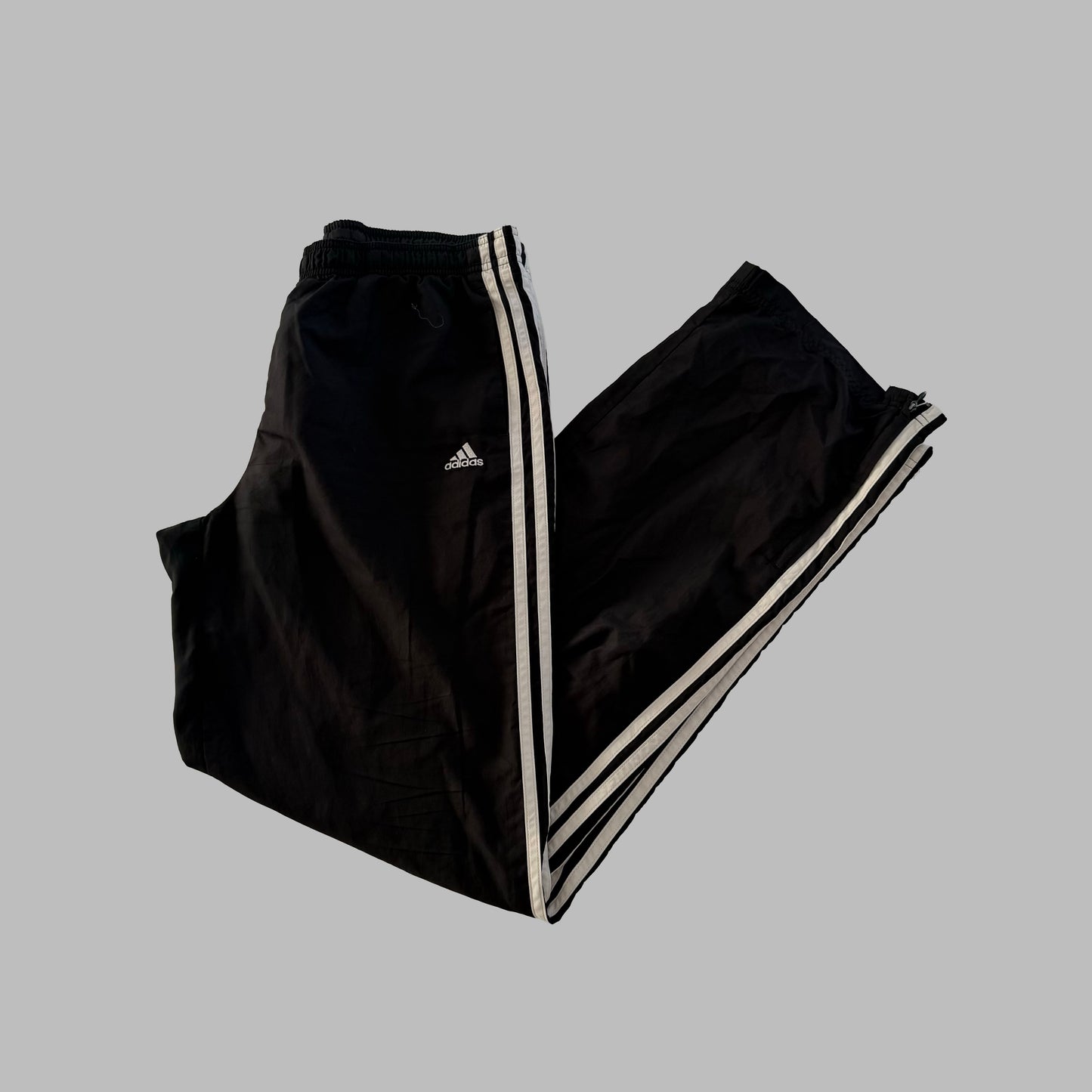 Y2K Adidas Three Stripe Straight Leg Track Pants - M