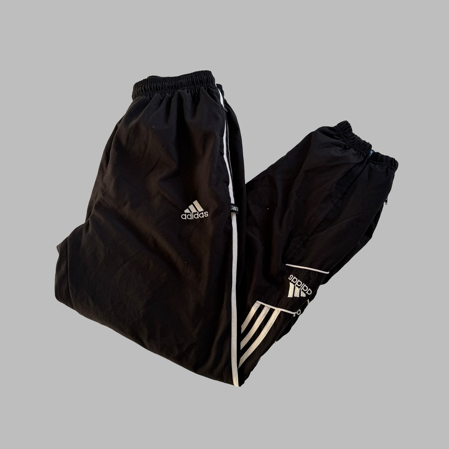 90s Adidas Three Stripe Baggy Track Pants - M