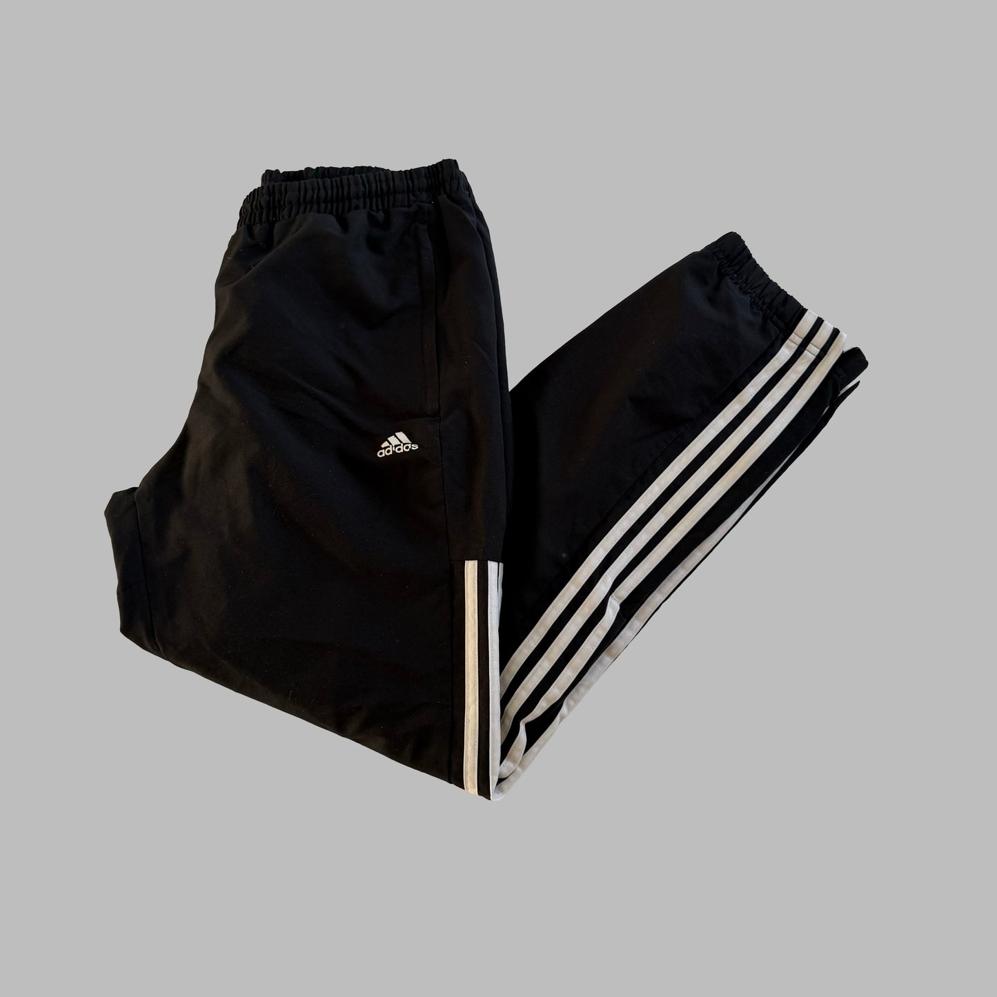 Y2K Adidas Three Stripe Wide Leg Track Pants - M