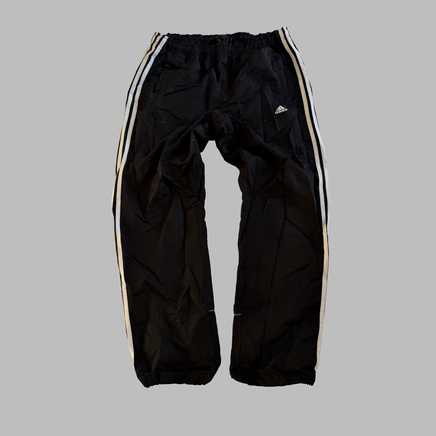 Y2K Adidas Three Stripe Wide Leg Track Pants - S