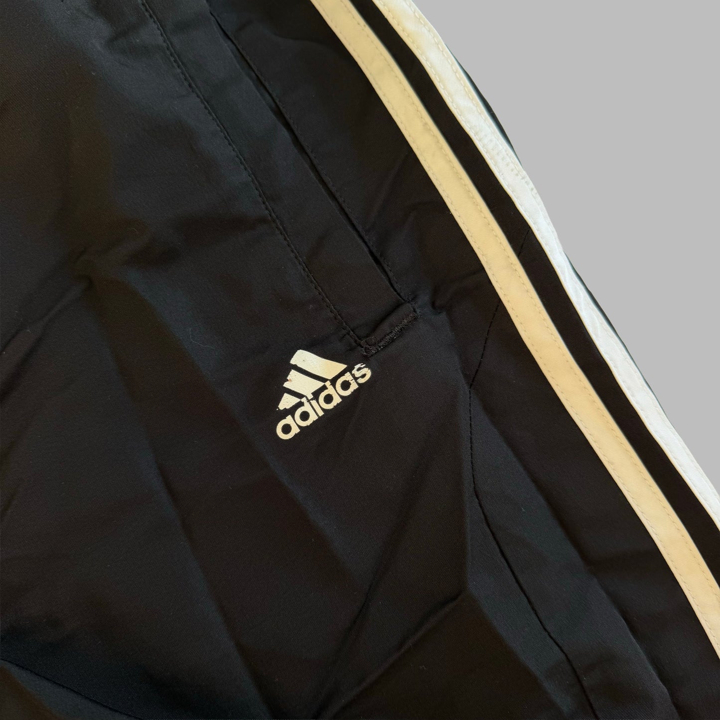 Y2K Adidas Three Stripe Wide Leg Track Pants - S