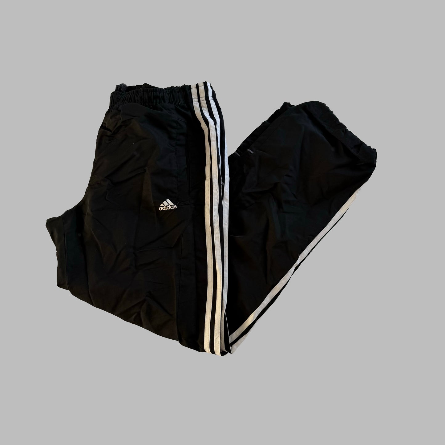 Y2K Adidas Three Stripe Wide Leg Track Pants - S