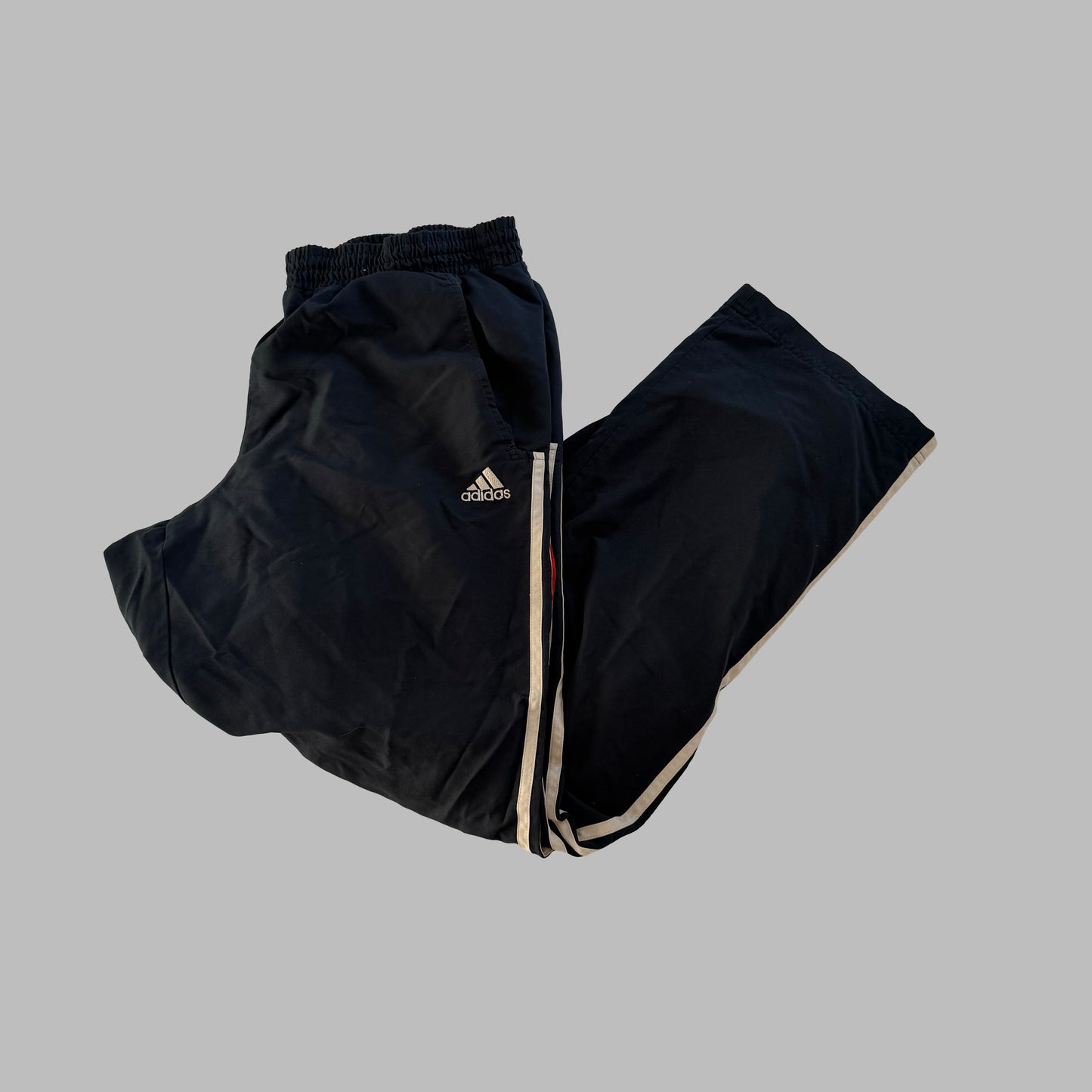 Y2K Adidas Three Stripe Baggy Track Pants - L