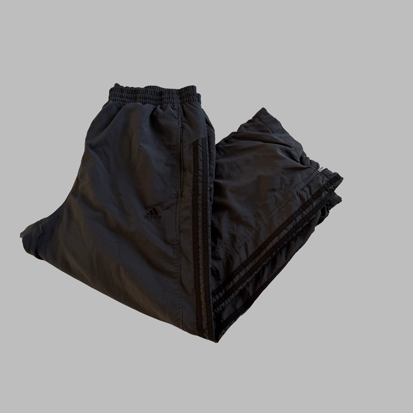 Y2K Adidas Three Stripe Wider Leg Track Pants - M