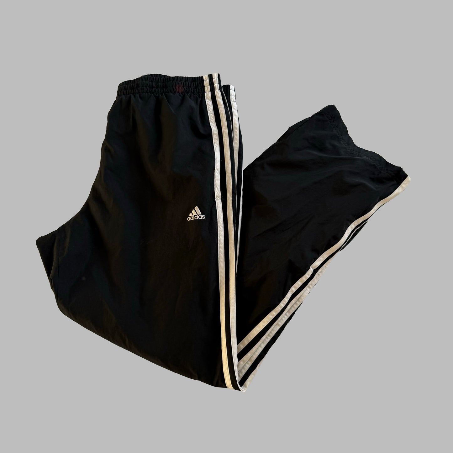 Y2K Adidas Three Stripe Wide Leg Track Pants - M