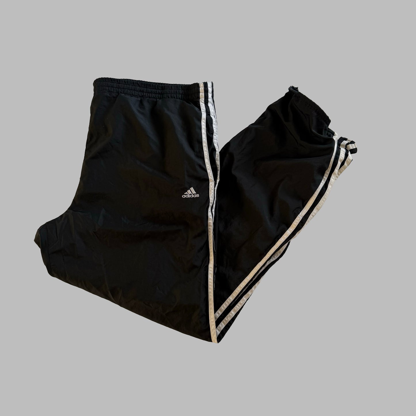 Y2K Adidas Three Stripe Wide Leg Track Pants - XL