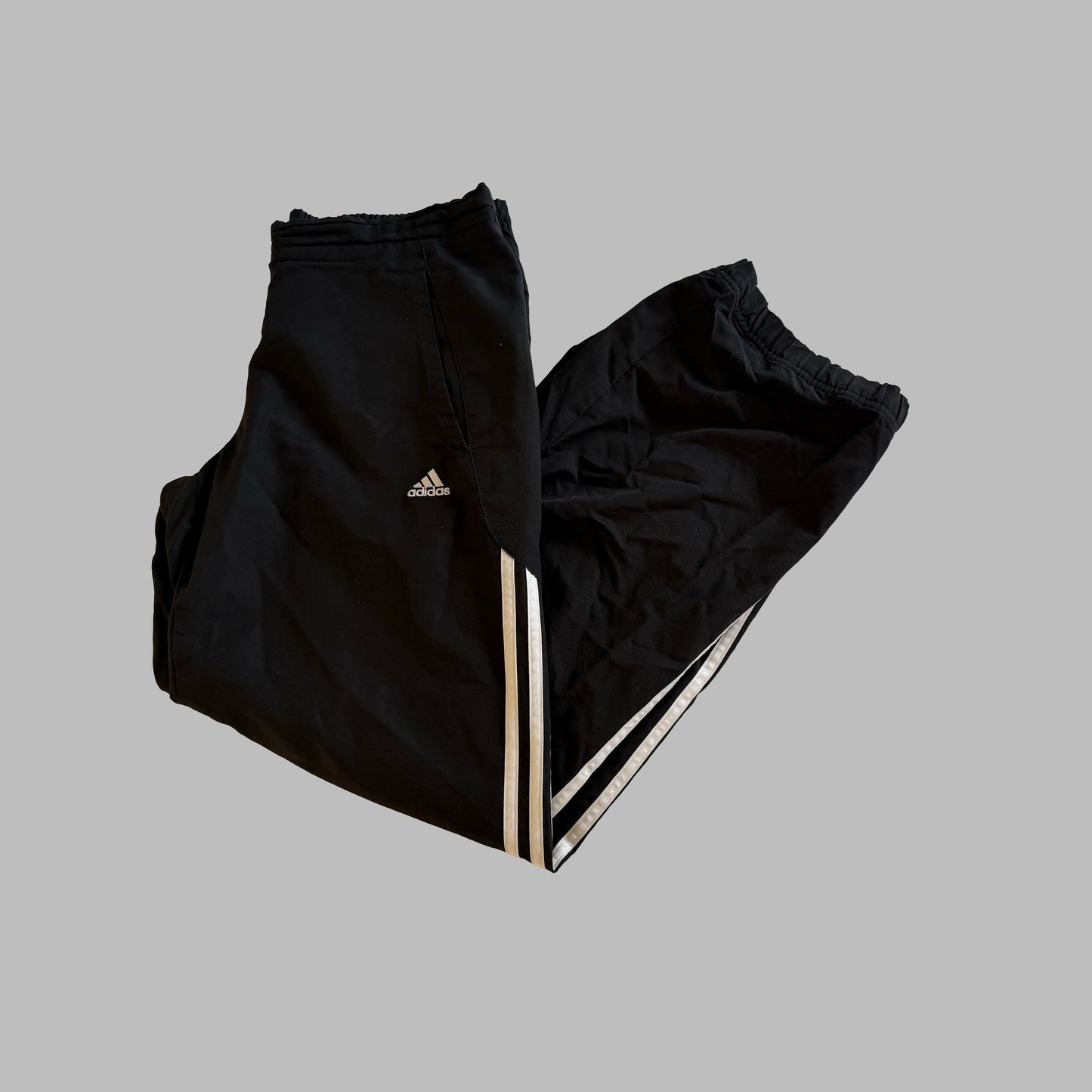 Y2K Adidas Three Stripe Baggy Track Pants - L
