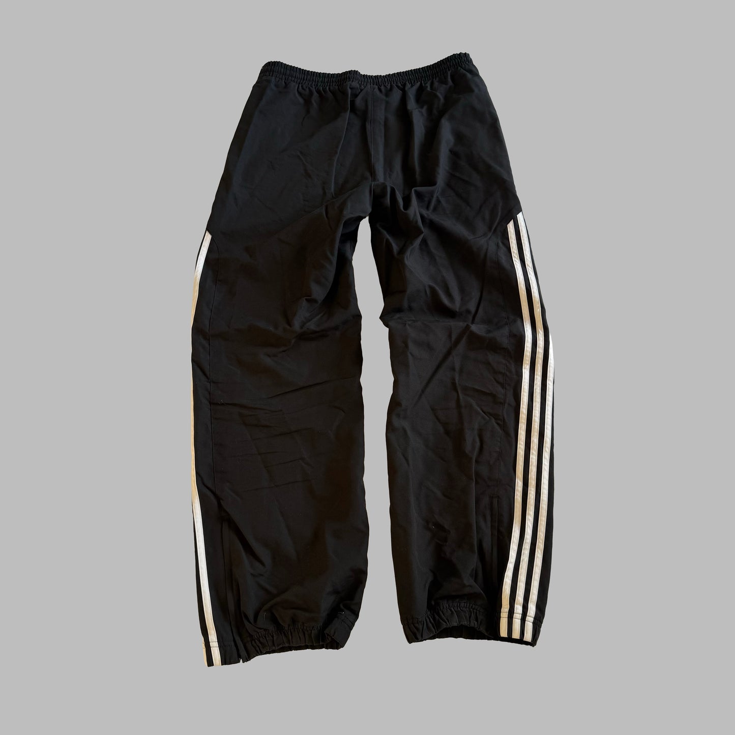 Y2K Adidas Three Stripe Baggy Track Pants - L