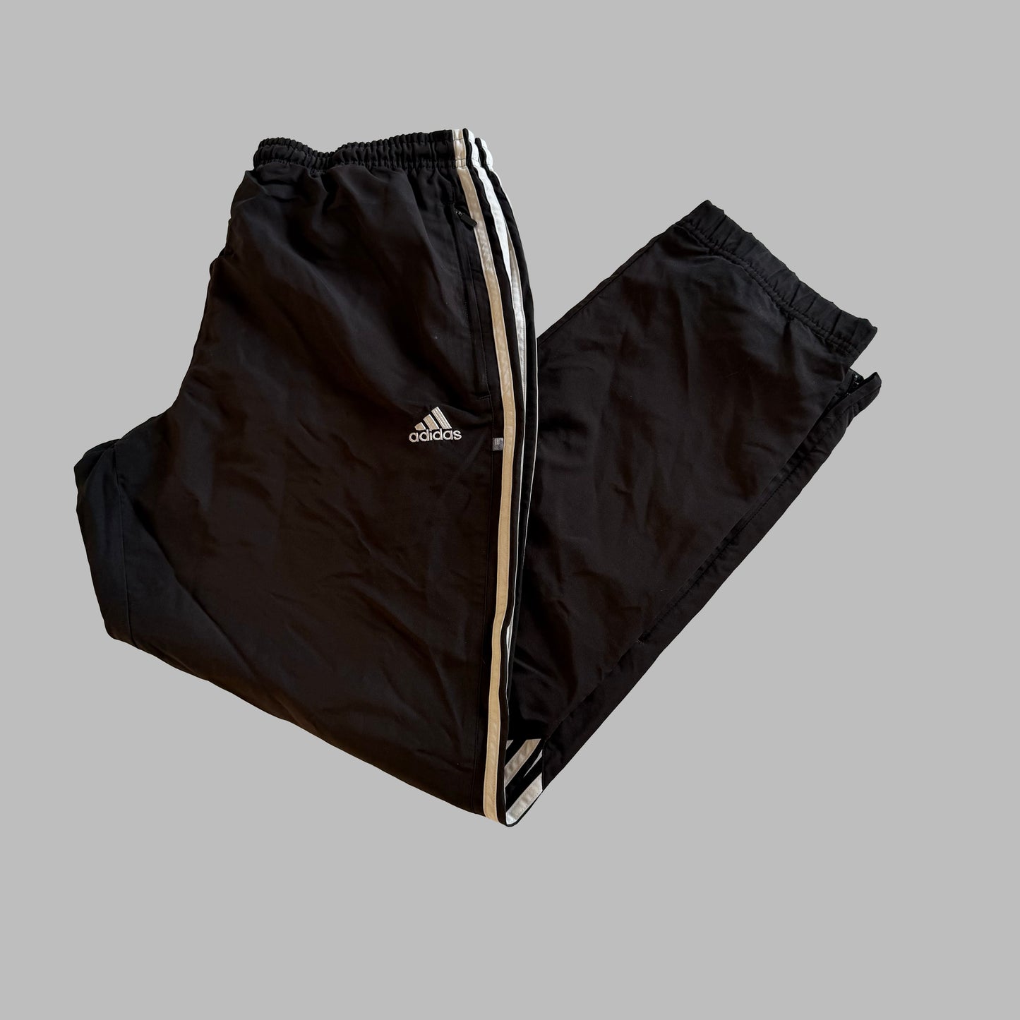 Y2K Adidas Three Stripe Baggy Track Pants - L