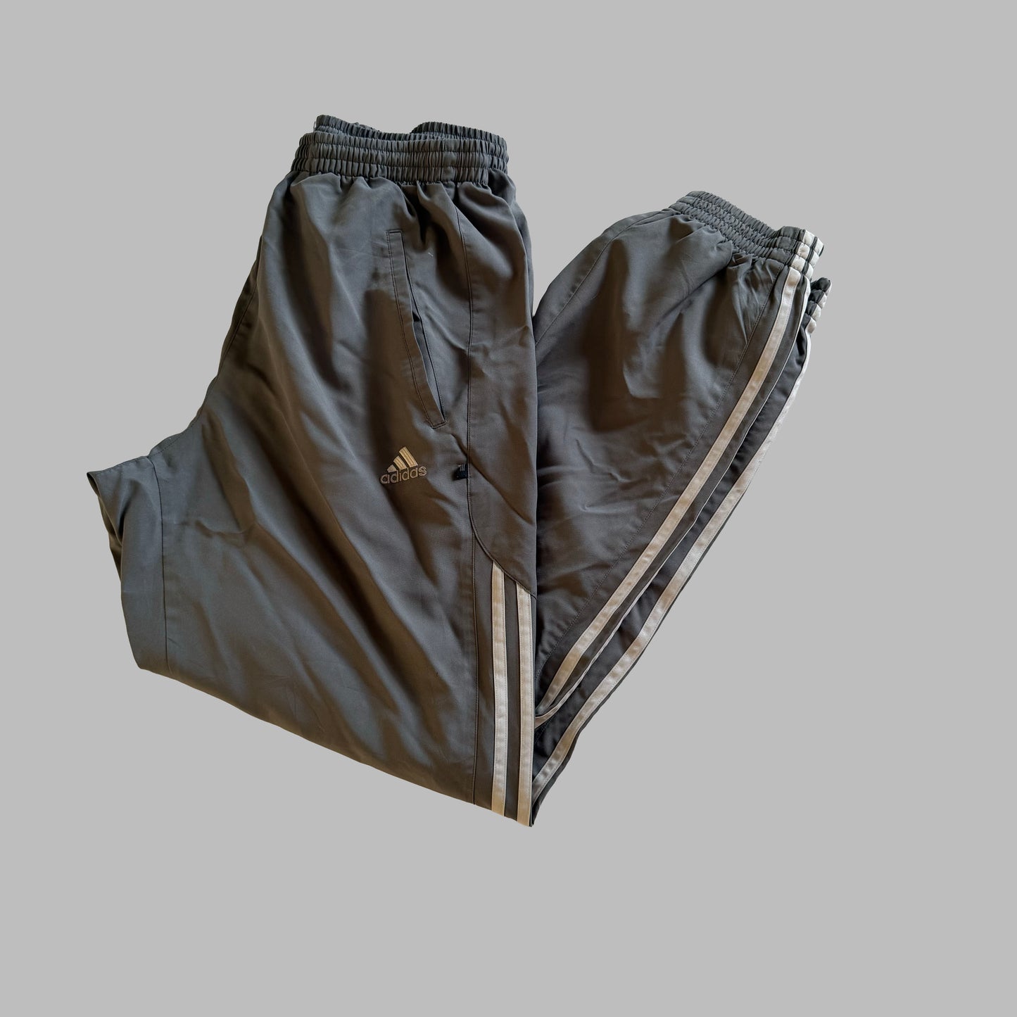 Y2K Adidas Three Stripe Baggy Track Pants - M