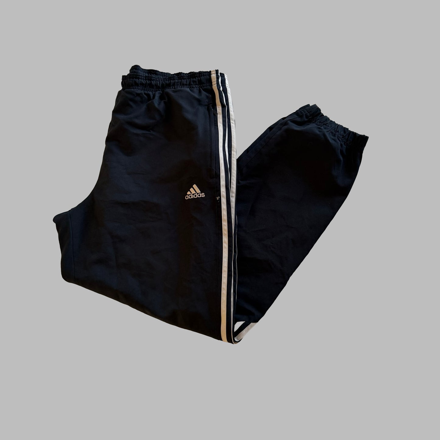Y2K Adidas Three Stripe Baggy Track Pants - M