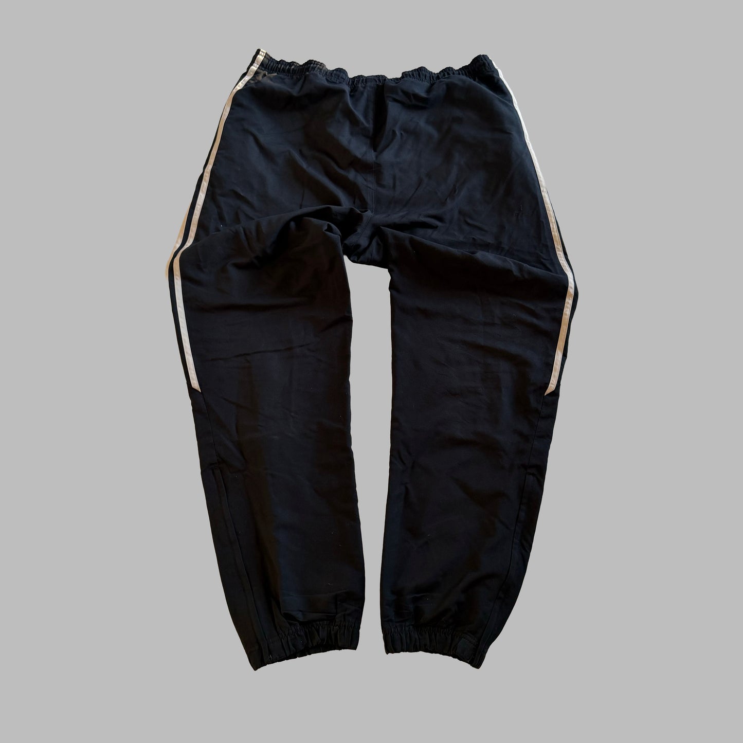 Y2K Adidas Three Stripe Baggy Track Pants - M