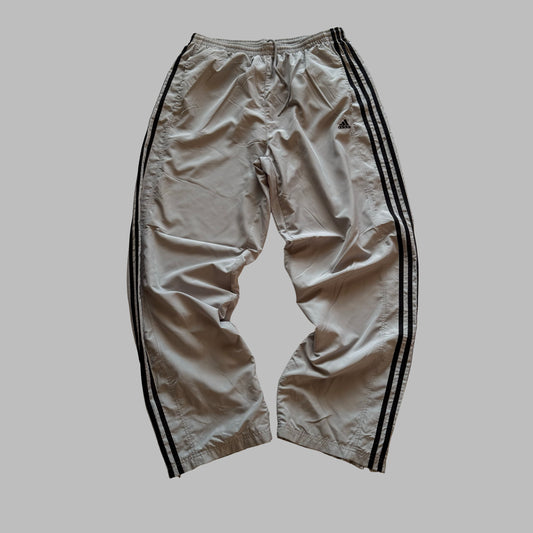 Y2K Adidas Three STripe Wide Leg Track Pants - L