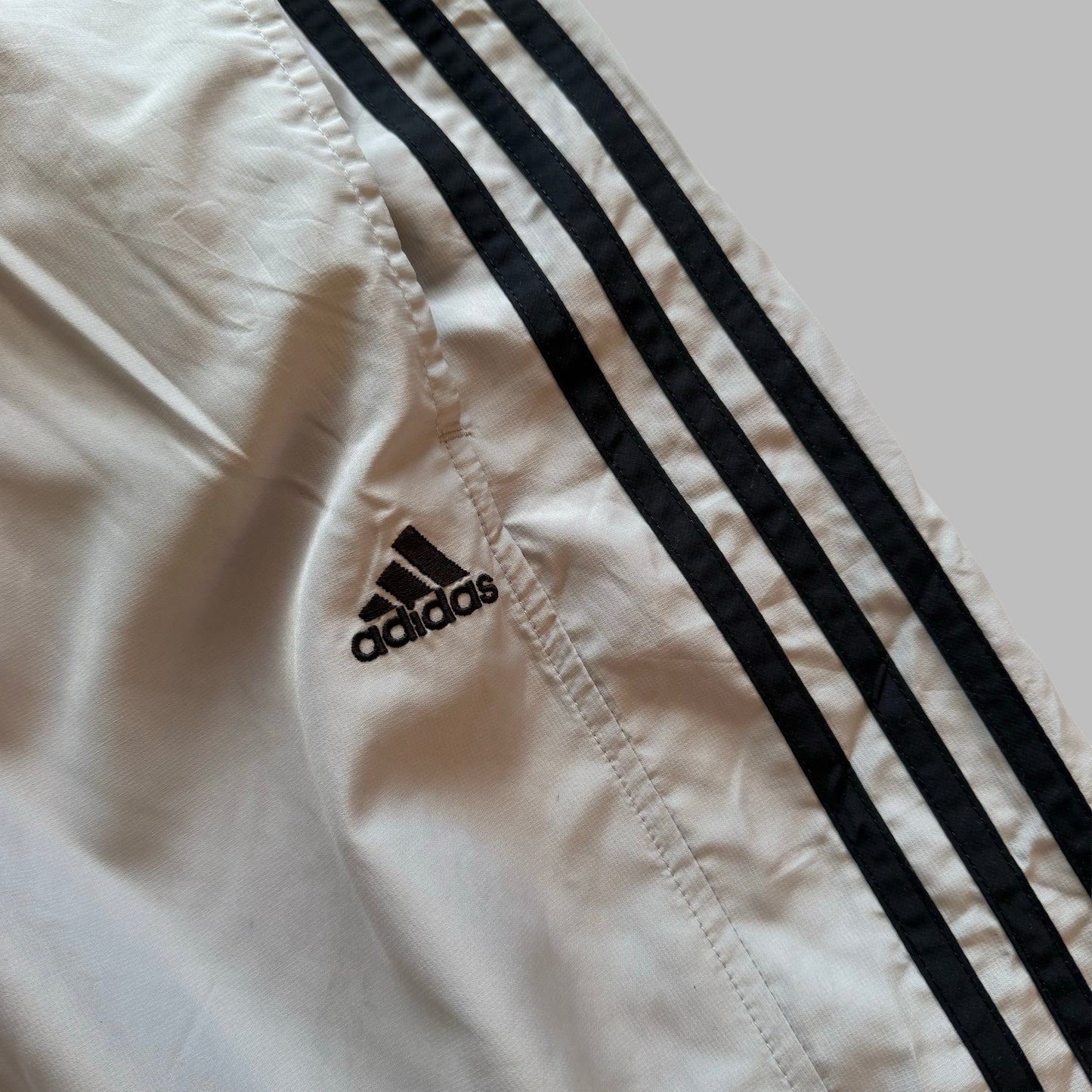 Y2K Adidas Three STripe Wide Leg Track Pants - L