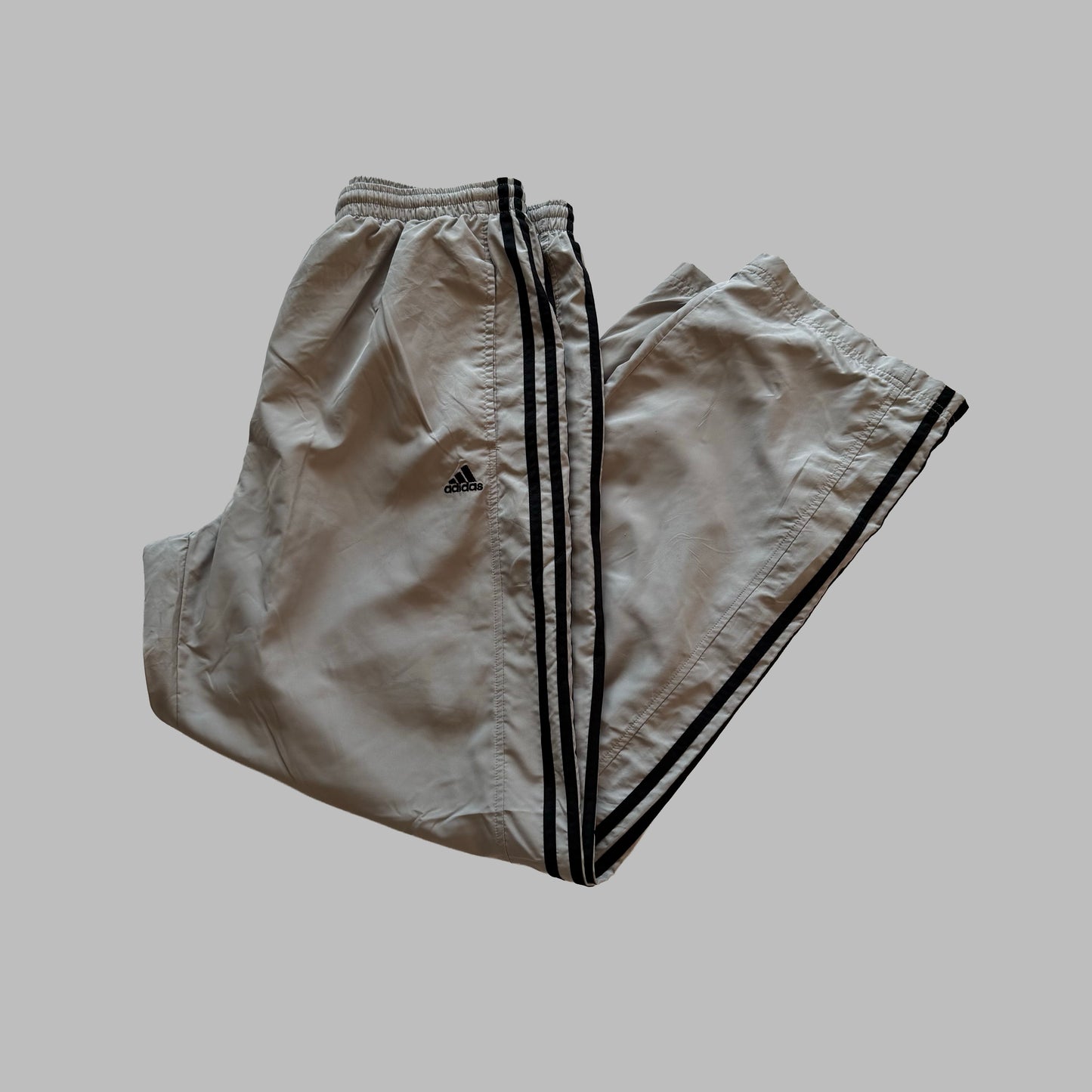 Y2K Adidas Three STripe Wide Leg Track Pants - L
