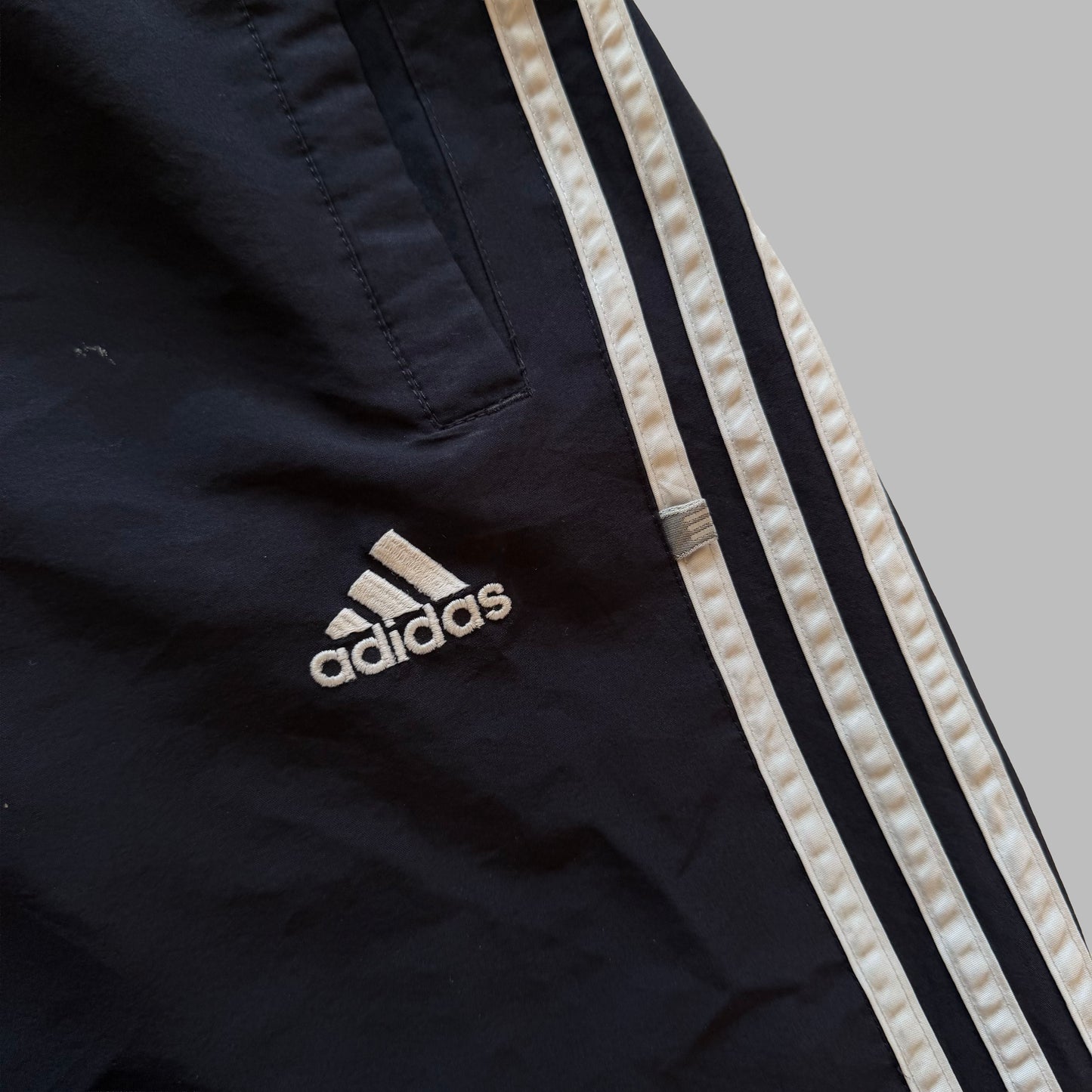 90s Adidas Three Stripe Wide Leg Track Pants - L