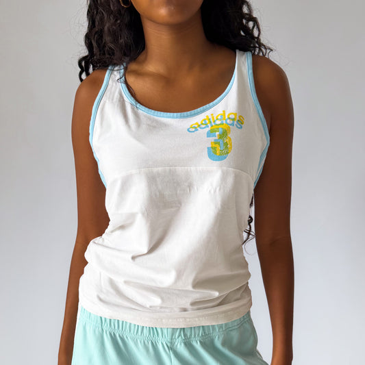 Y2K Adidas Spell Out Ringer Tank - M