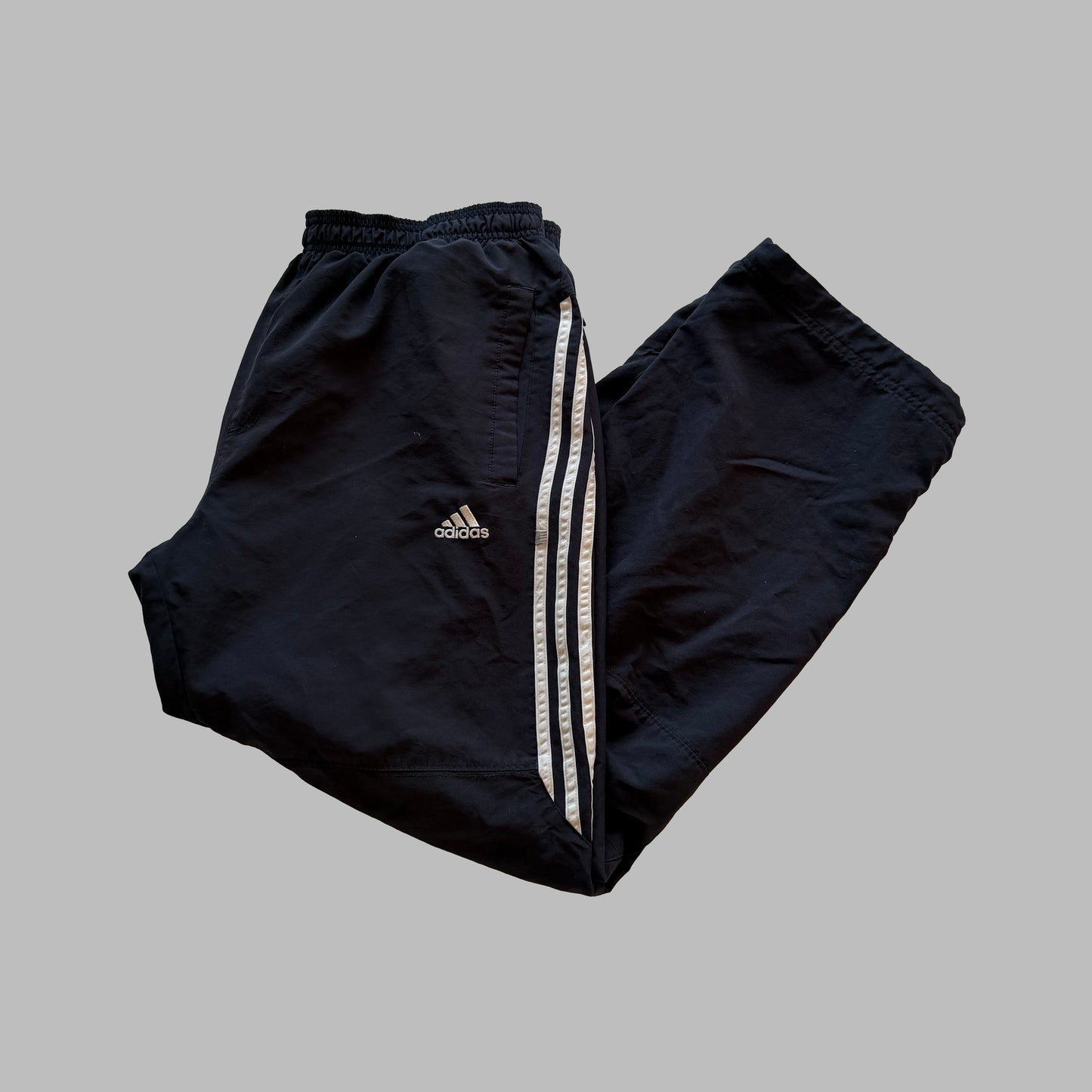 90s Adidas Three Stripe Wide Leg Track Pants - L