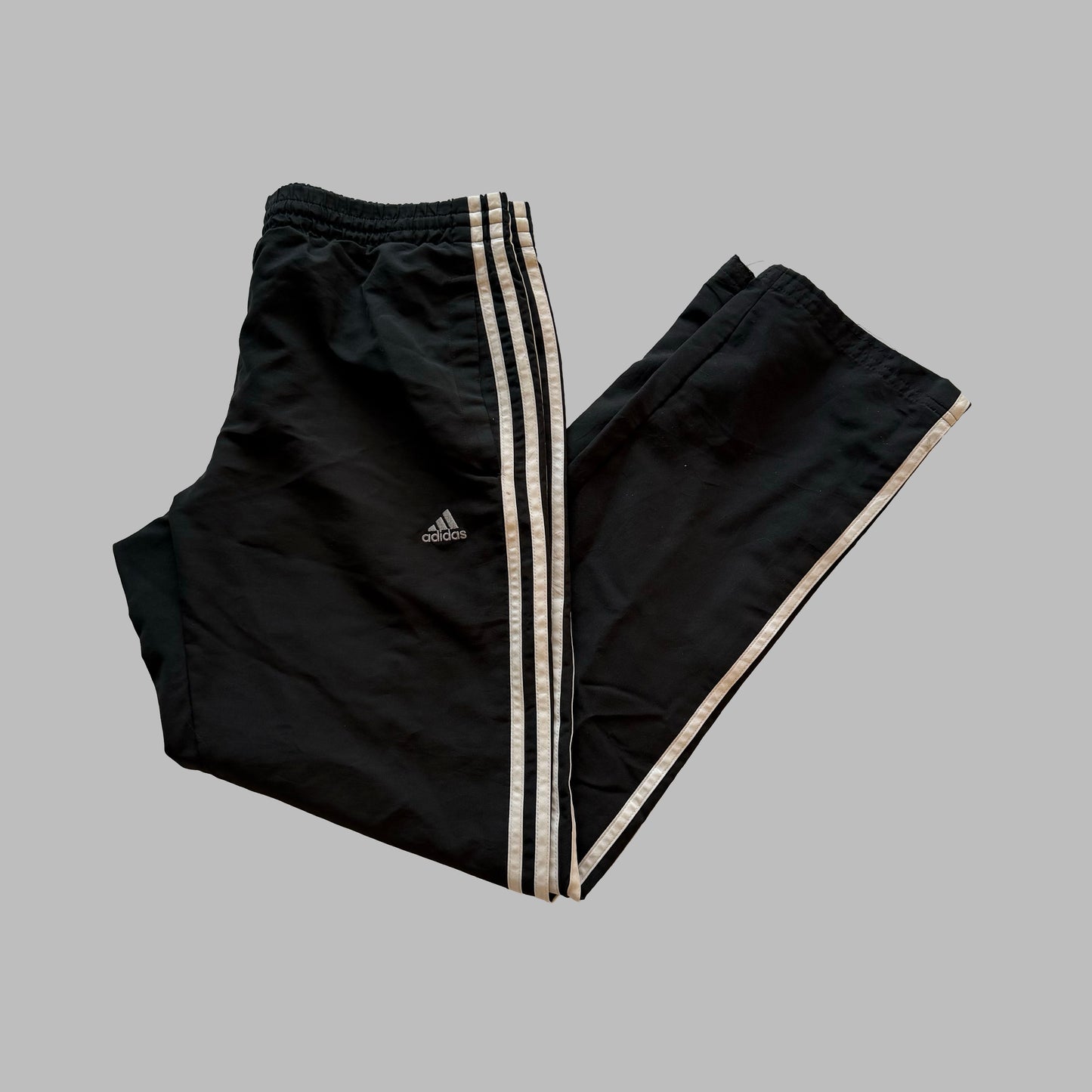 Y2K Adidas Three Stripe Wide Leg Track Pants - S