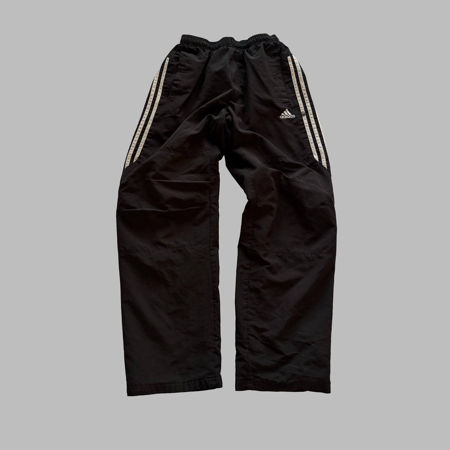 Y2K Adidas Three Stripe Wide Leg Track Pants - M