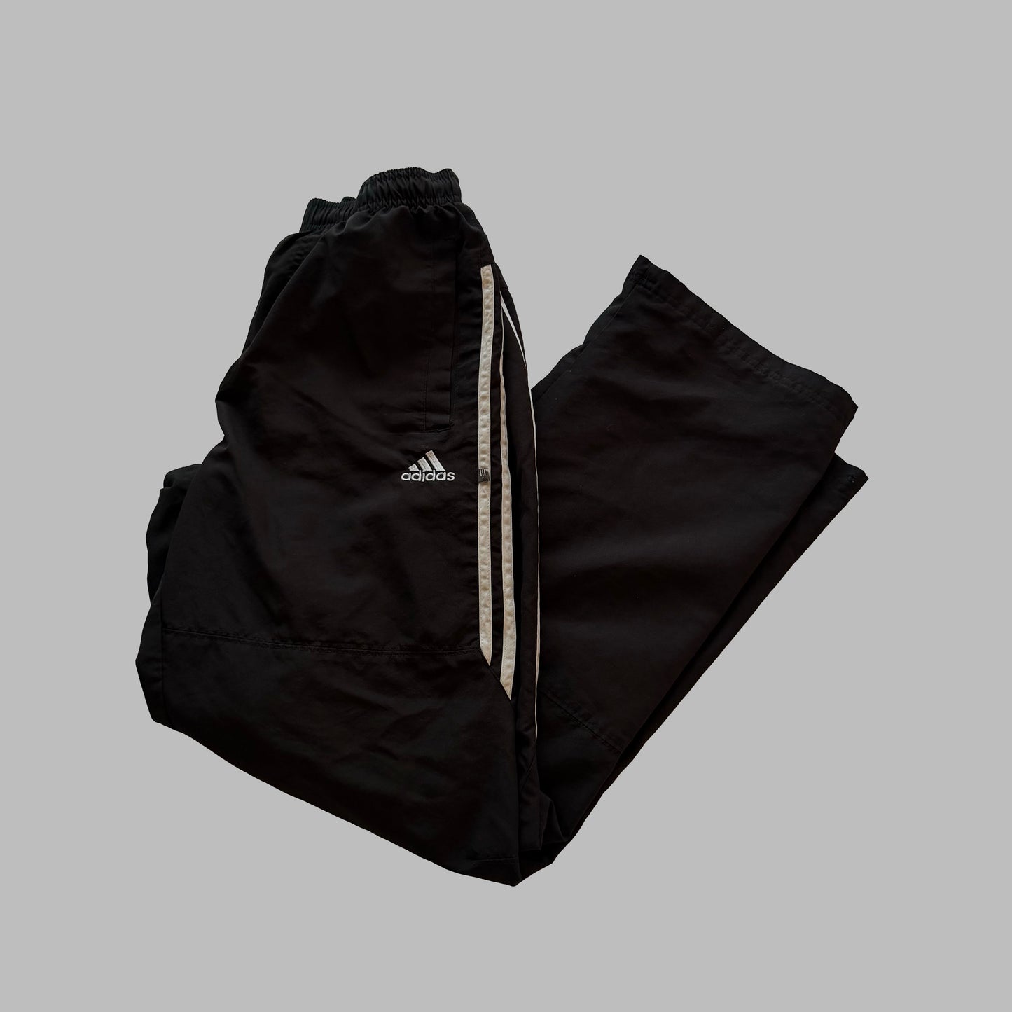 Y2K Adidas Three Stripe Wide Leg Track Pants - M