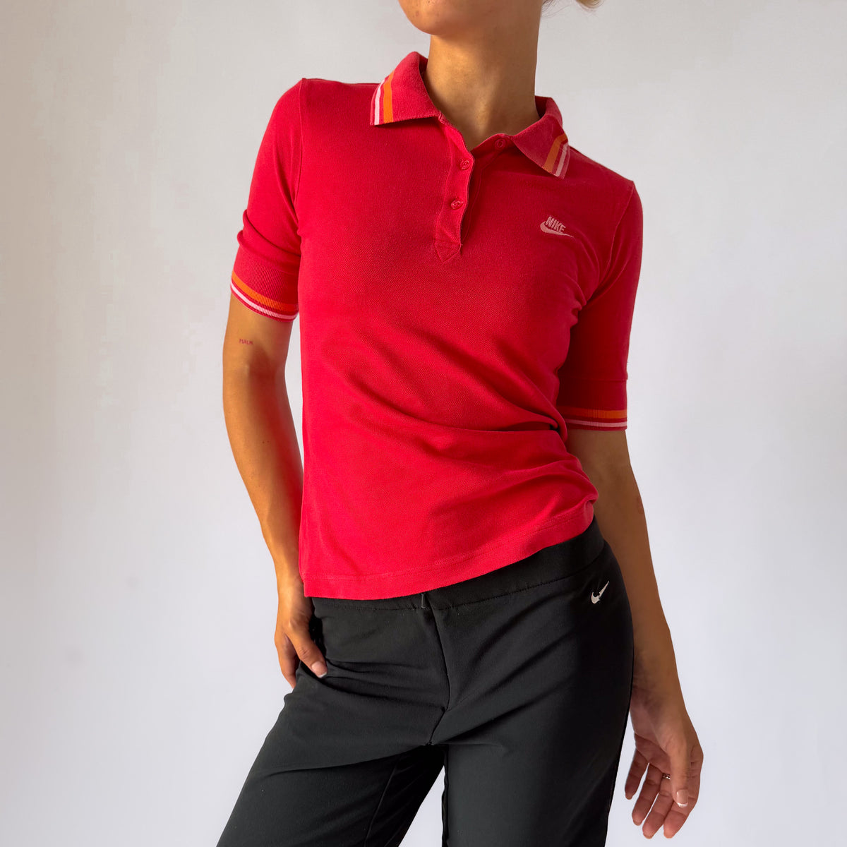 Y2K Nike Striped Polo Top - S