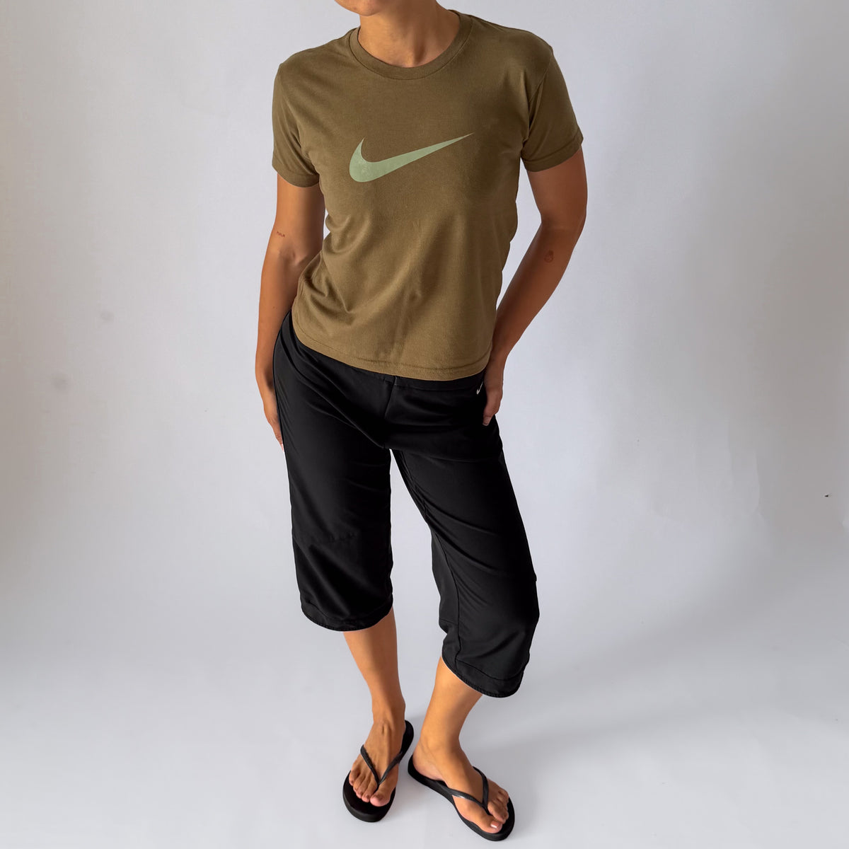 Y2K Nike Centre Swoosh Printed Baby Tee - XS