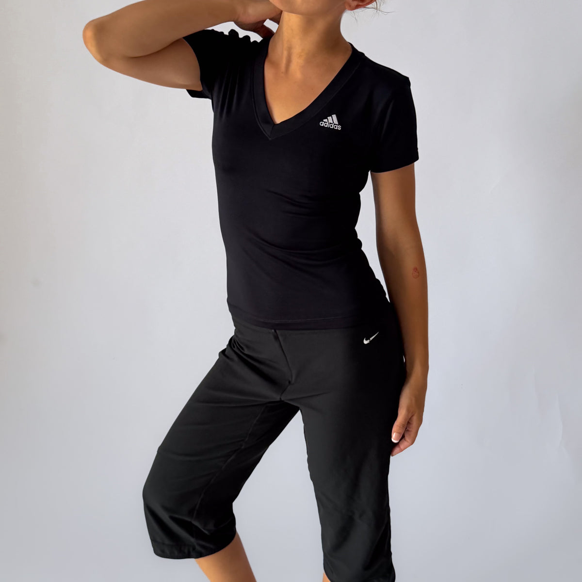 Y2K Adidas V-Neck Activewear Top - S