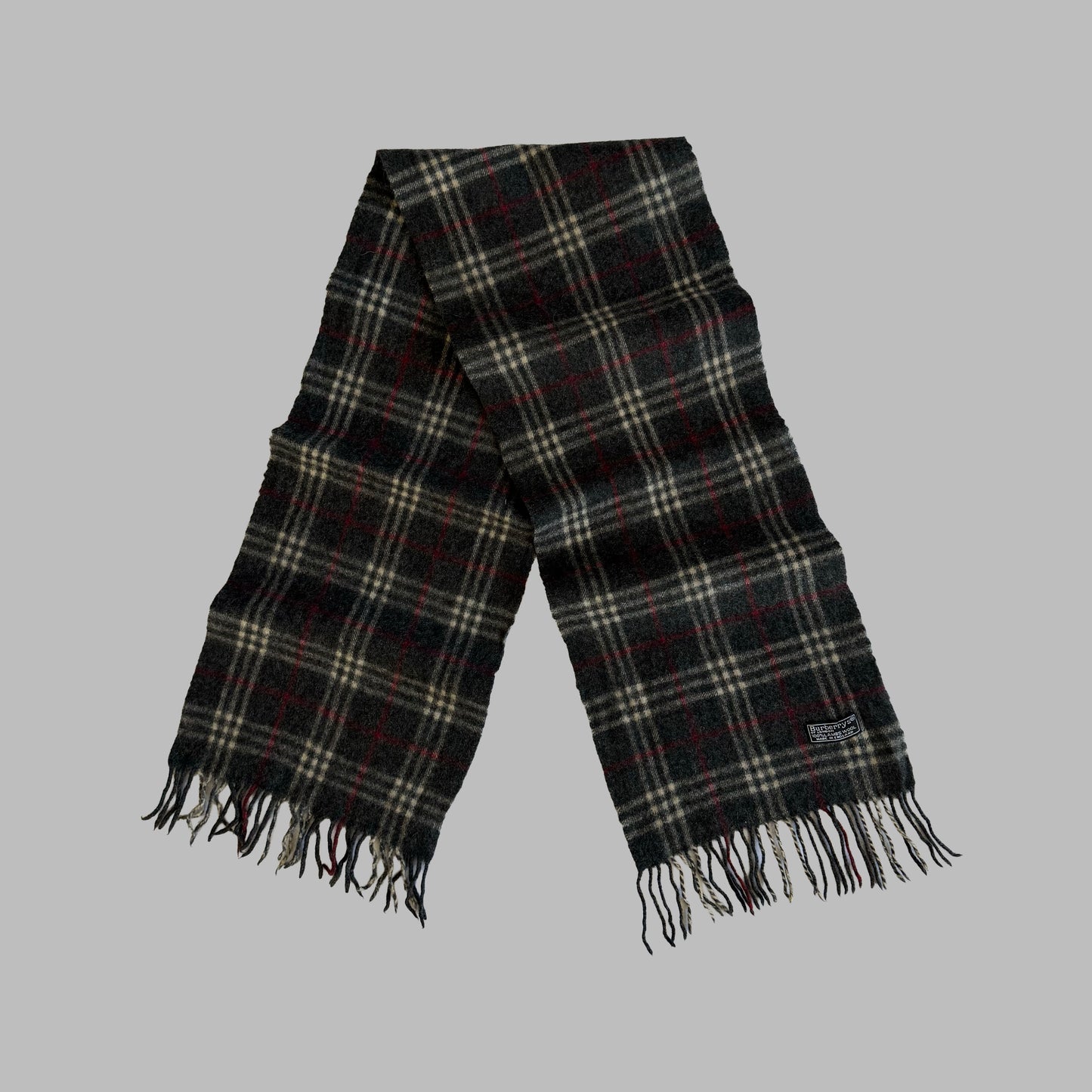 90s Burberry Lambswool Check Scarf