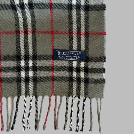 90s Burberry Lambswool Check Scarf