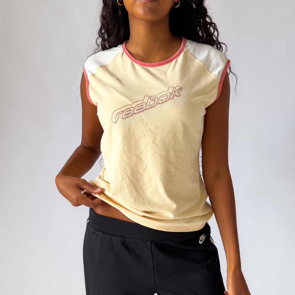 Y2K Reebok Spell Out Raglan Tank - L