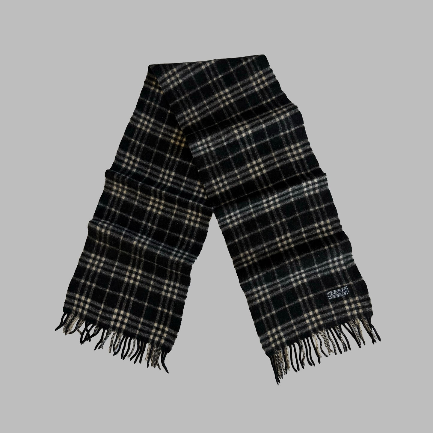 90s Burberry Lambswool Check Scarf
