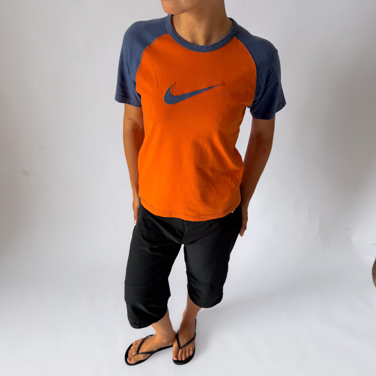 Y2K Nike Centre Swoosh Raglan Baby Tee - S