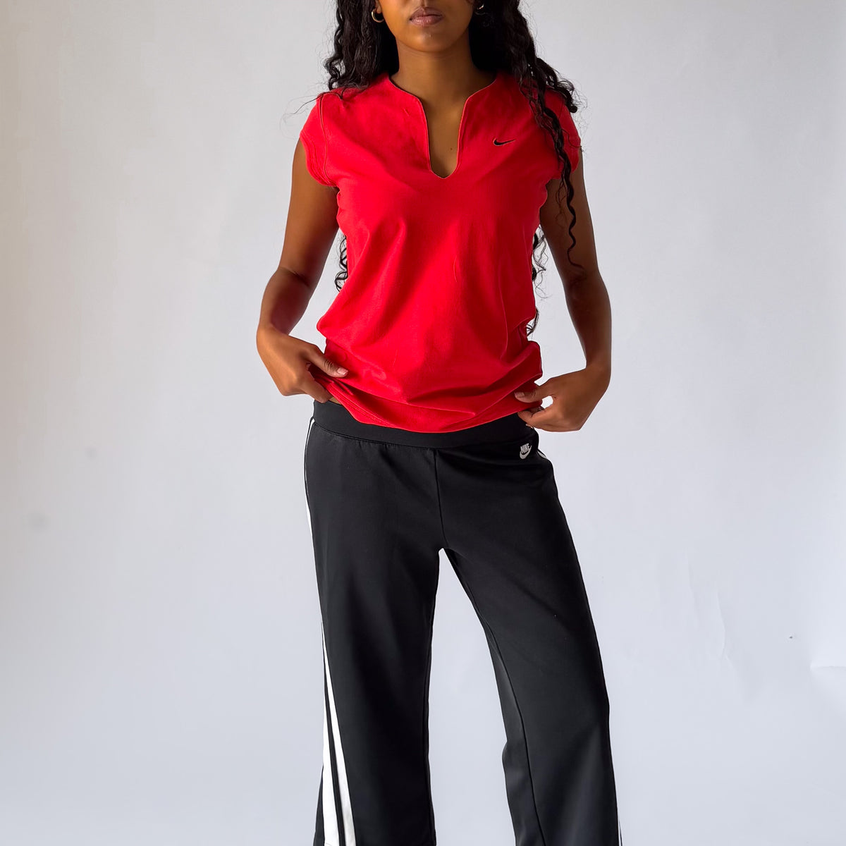 Y2K Nike Split Neck Activewear Top - L