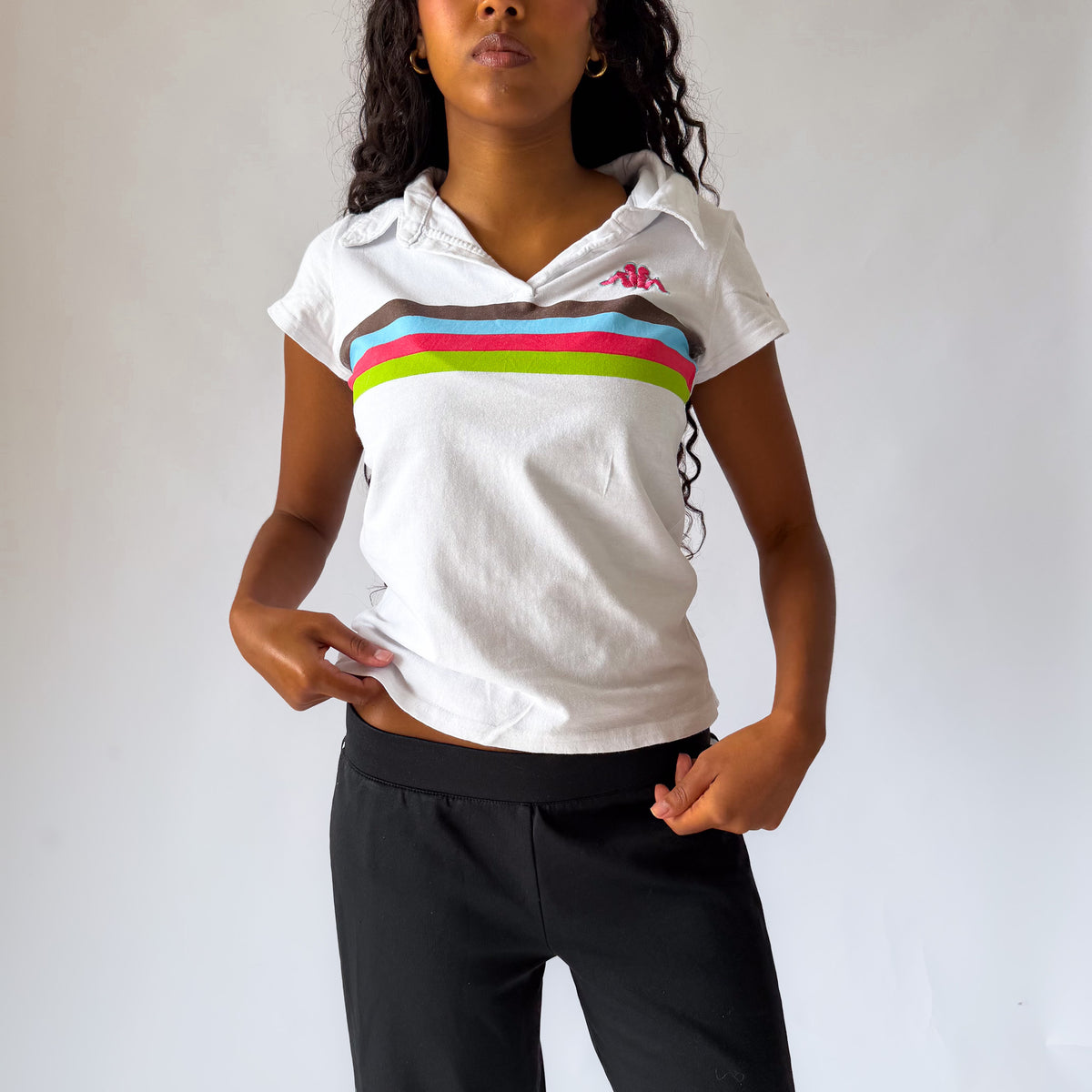 Y2K Kappa Striped Polo Top - M
