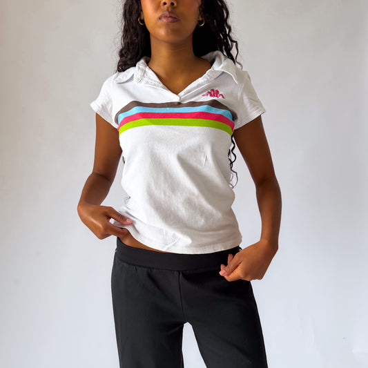 Y2K Kappa Striped Polo Top - M