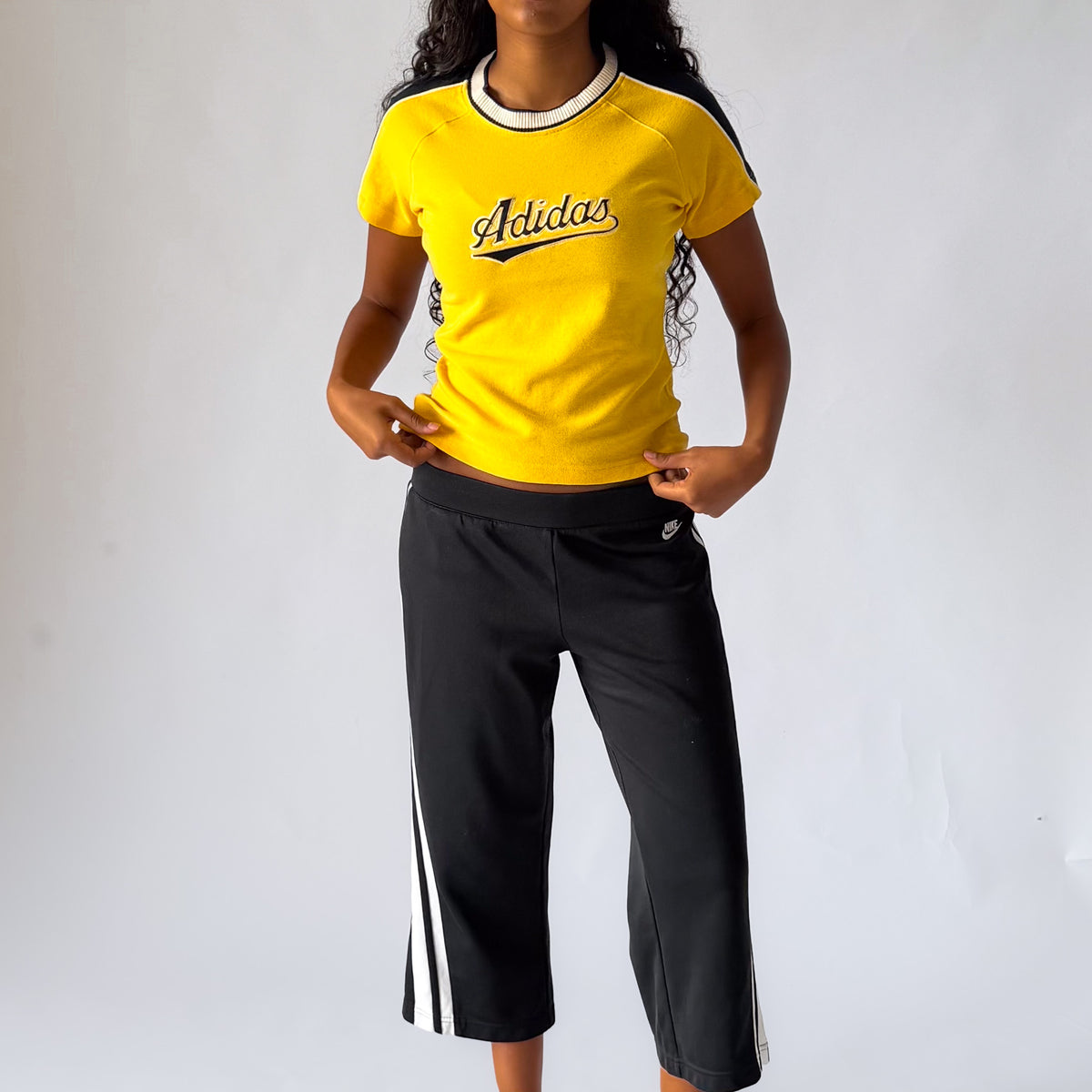 Y2K Adidas Spell Out Baby Tee - M