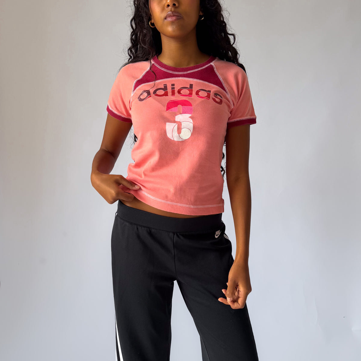 Y2K Adidas Apell Out Printed Baby Tee - S