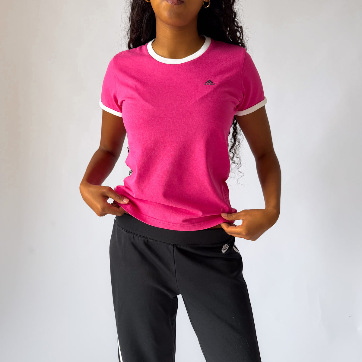 Y2K Adidas Ringer Baby Tee - M