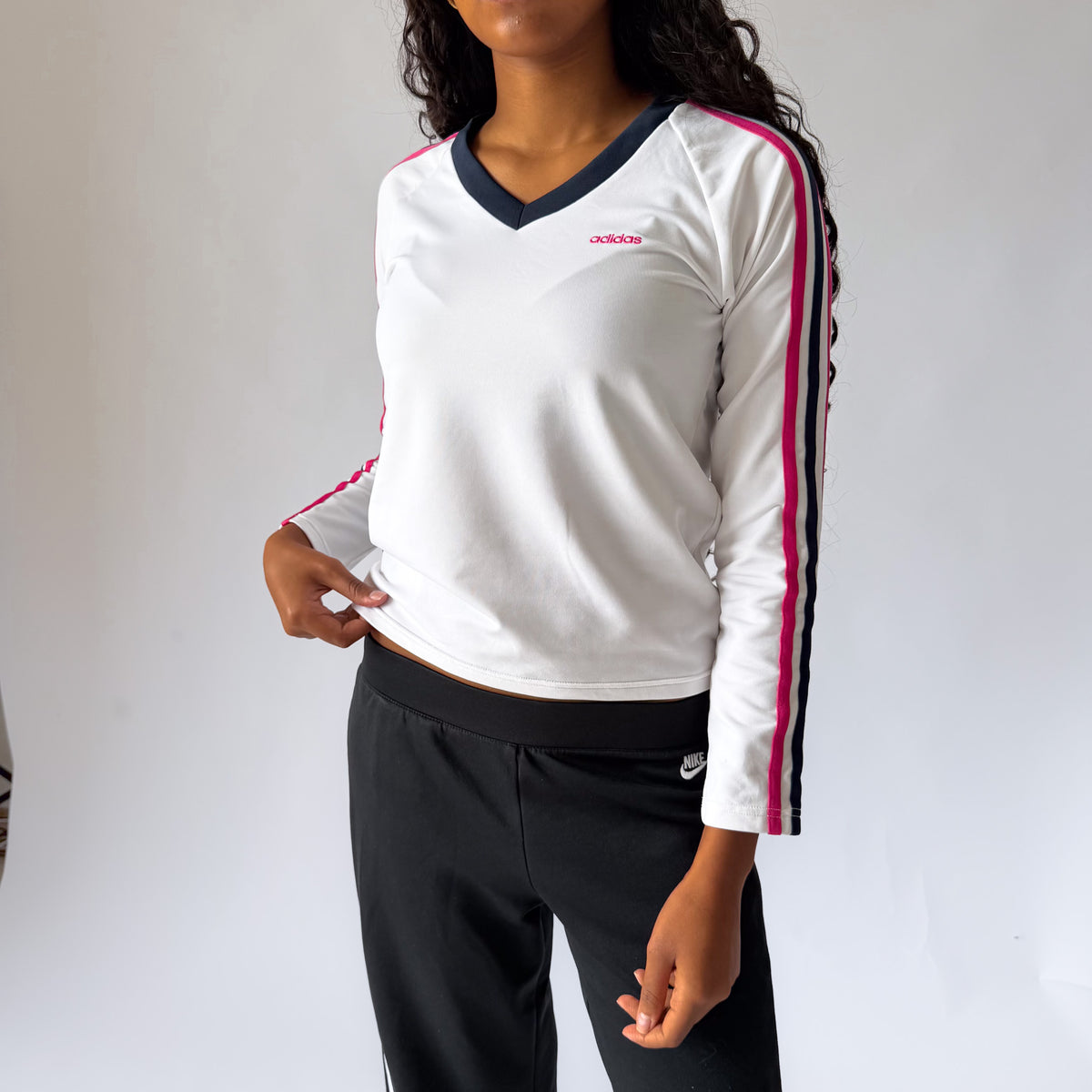 Y2K Adidas Activewear Ringer Long Sleeve - M