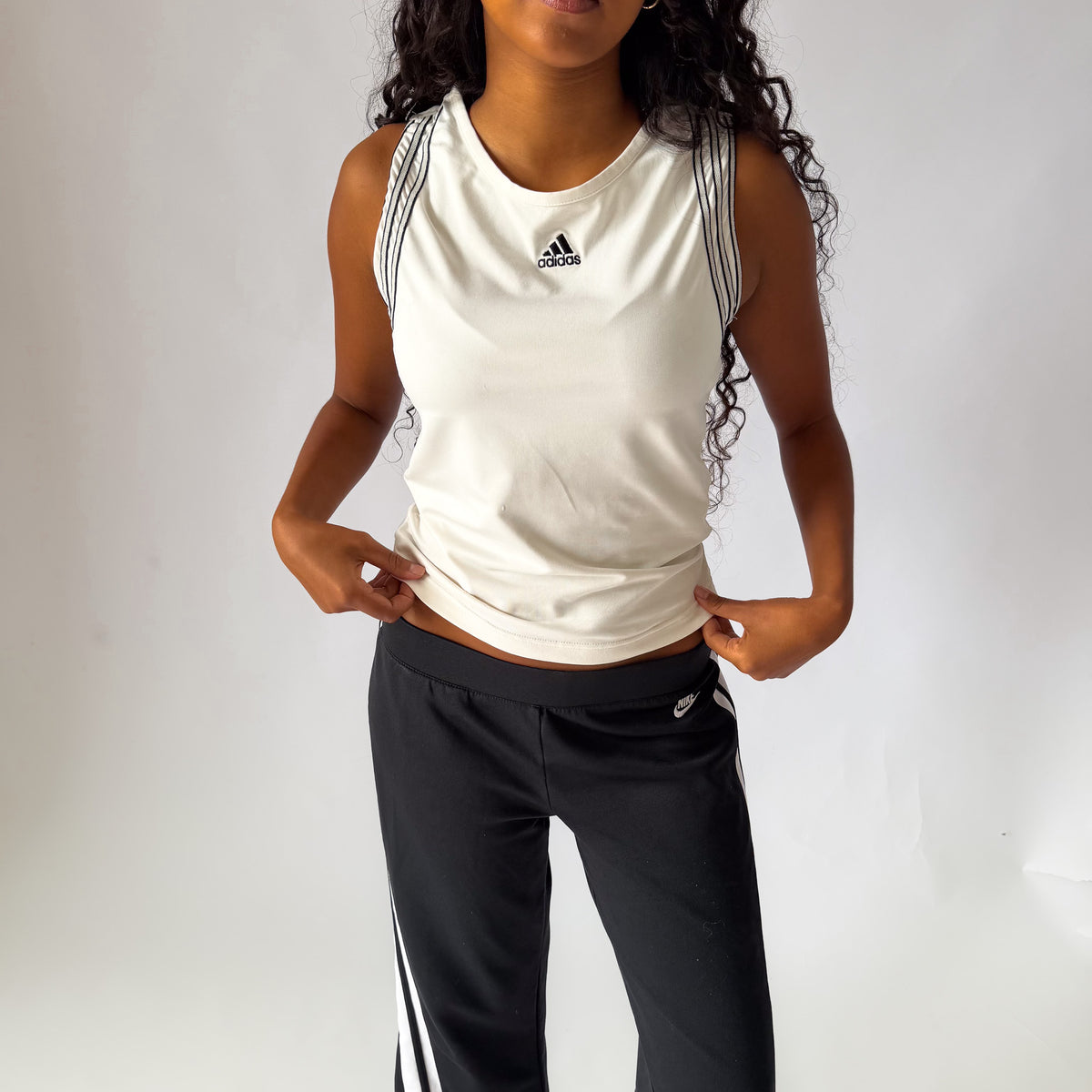 Y2K Adidas Three Stripe Activewear Tank - M/L