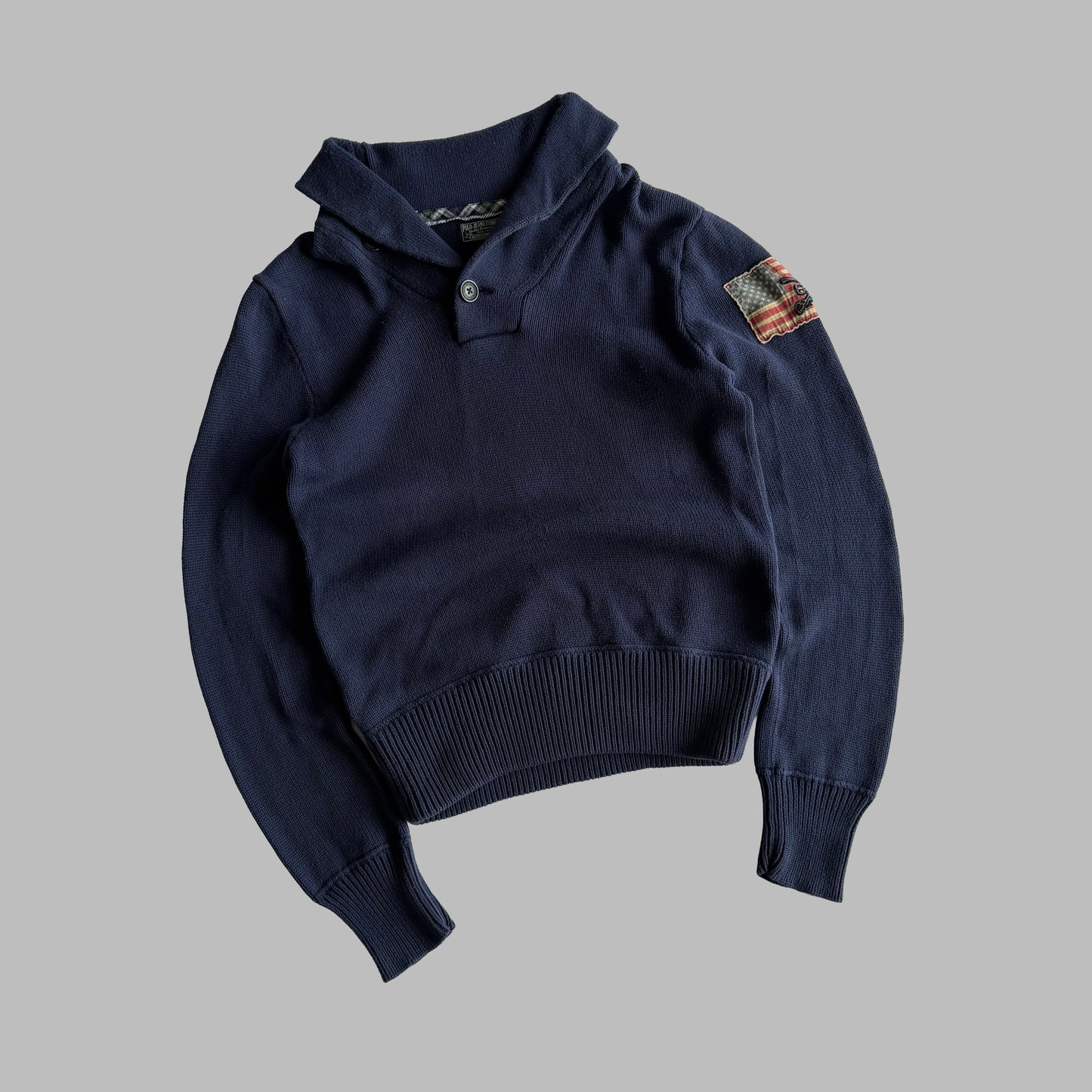 90s Polo Ralph Lauren Shawl Collar Heavy Knit - M