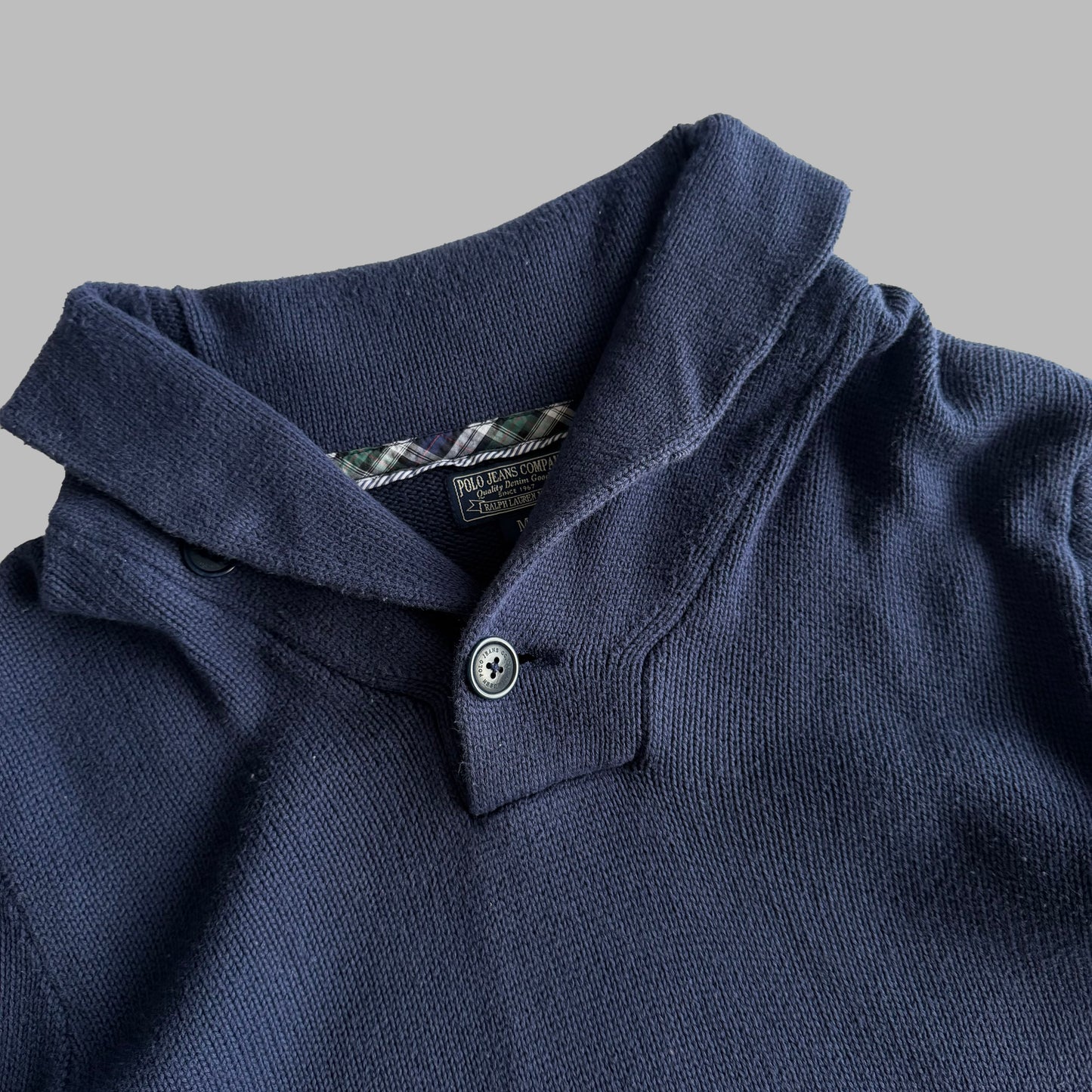 90s Polo Ralph Lauren Shawl Collar Heavy Knit - M